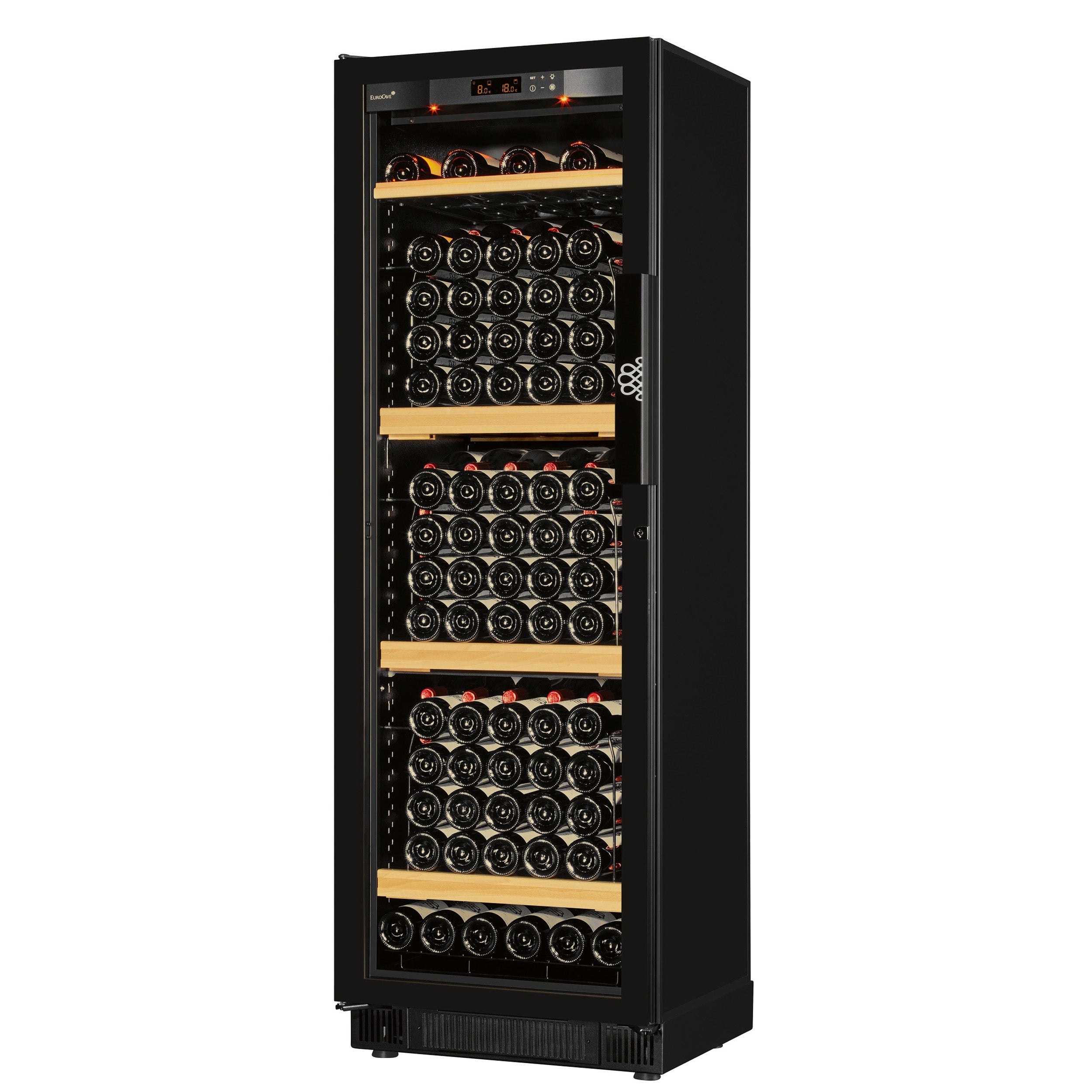 Vinoteca 110 botellas EuroCave Compact LV13 Multitemperatura Full Glass puerta cerrada lateral llena