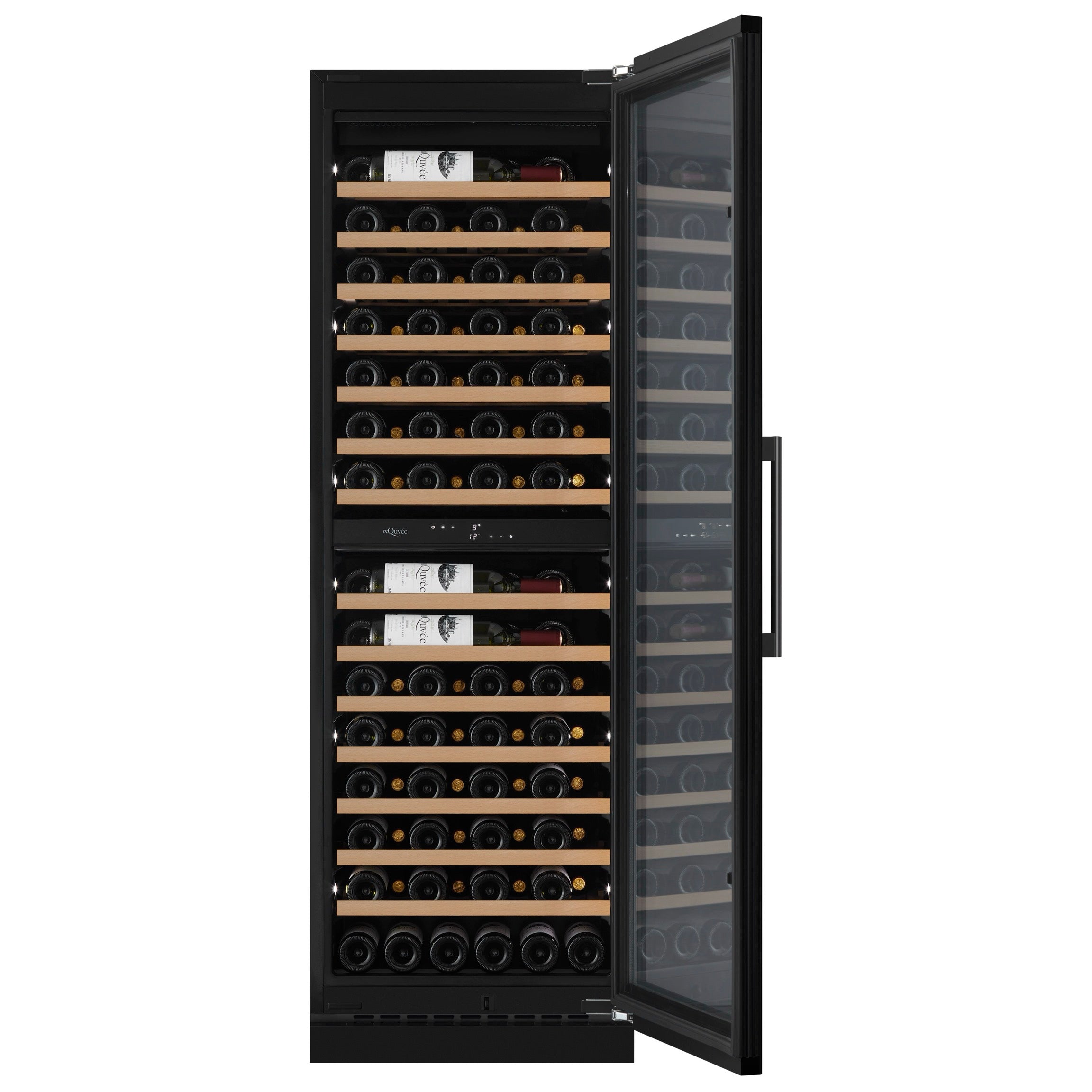 Vinoteca 115 botellas mQuvée WineCave Exclusive 187 Anthracite Black llena