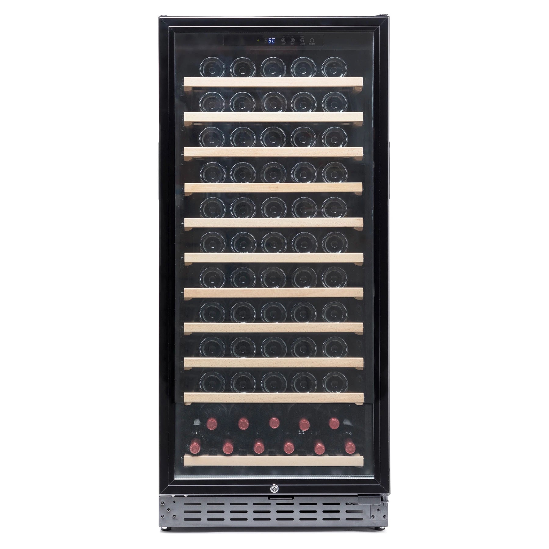 Vinoteca Vinobox V110 GC 1T Black de 116 botellas en acabado negro con puerta de cristal.