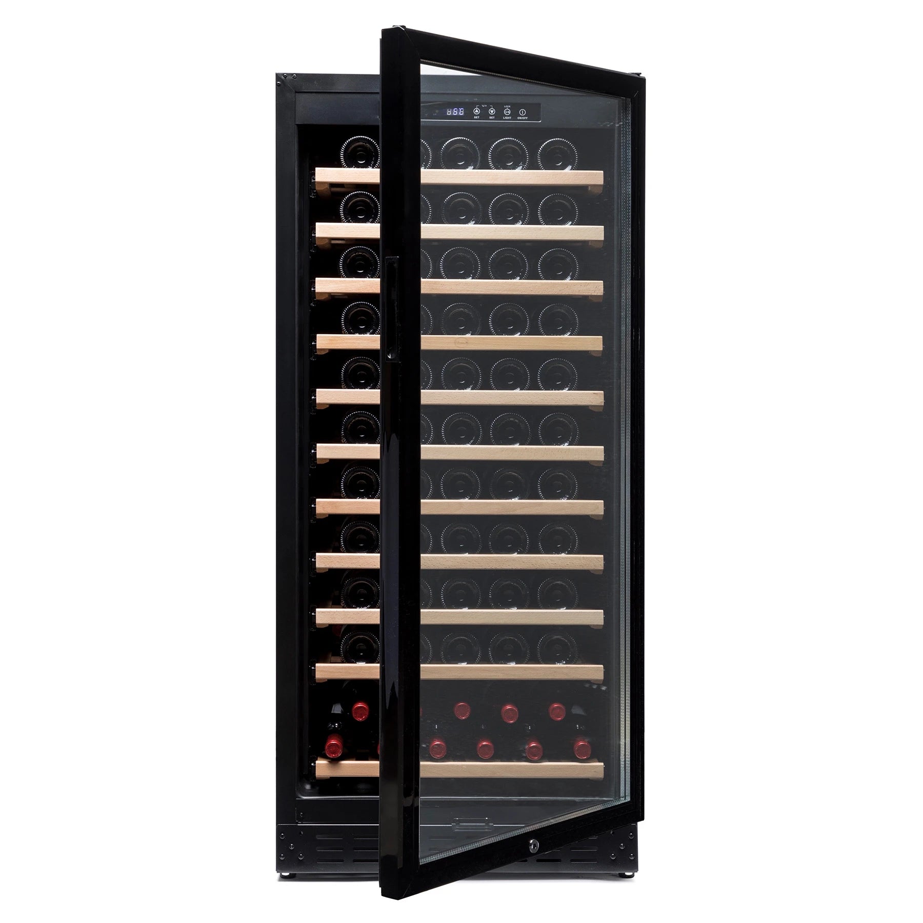 Vinoteca Vinobox V110 GC 1T Black con estantes de madera extraíbles para 116 botellas.