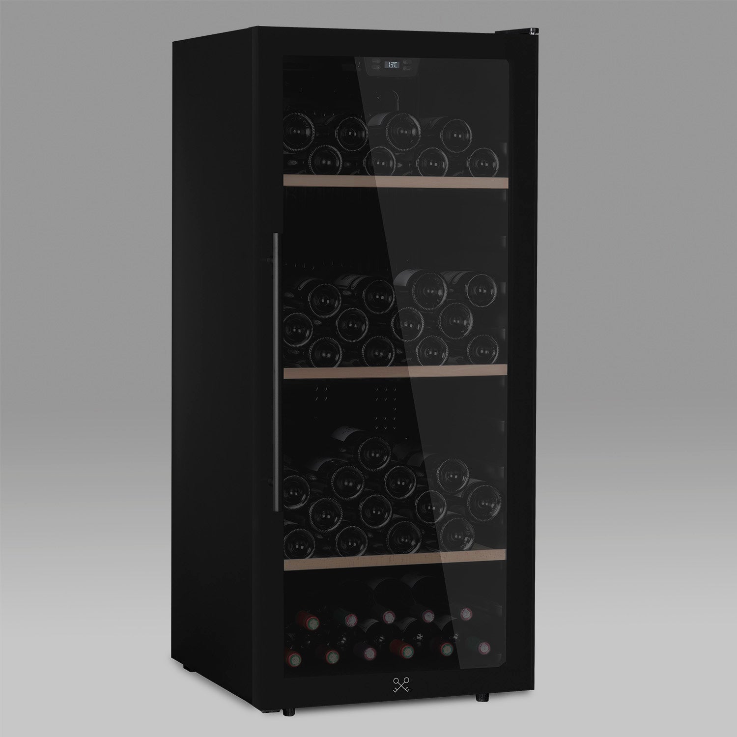 Vinoteca 122 botellas Les Petits Champs CAVCB122 Black puerta cerrada con botellas de vino