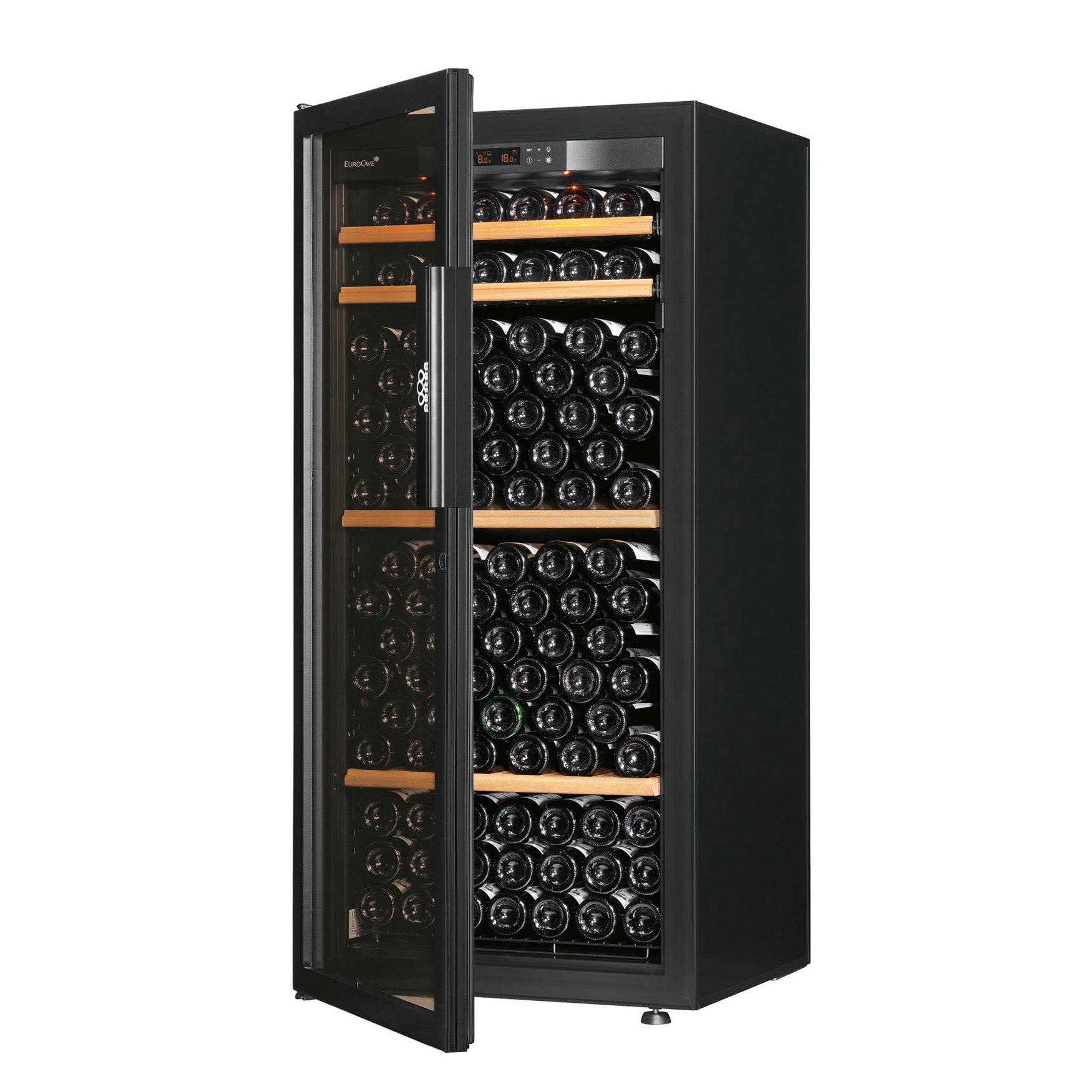Vinoteca 141 botellas EuroCave Pure MFG10 Multitemperatura Full Glass lateral puerta abierta