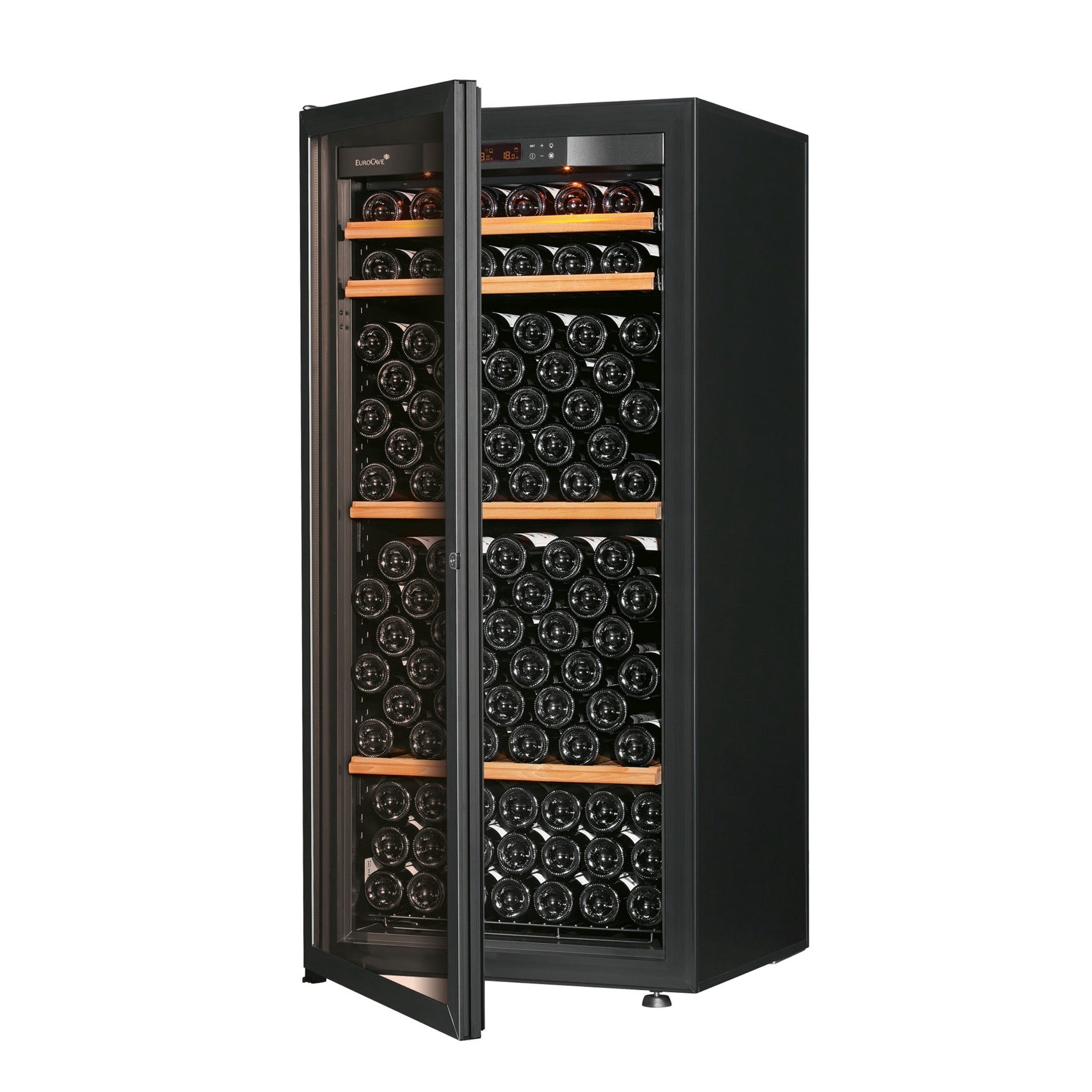 Vinoteca 141 botellas EuroCave Pure MV10 Multitemperatura Glass puerta abierta