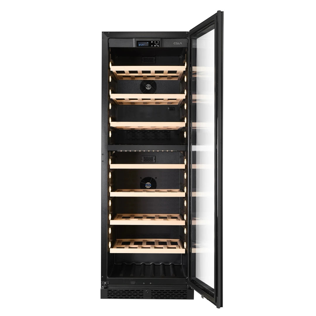 Wine Cooler 154 bottles CELLA W154D Black Dual-zone