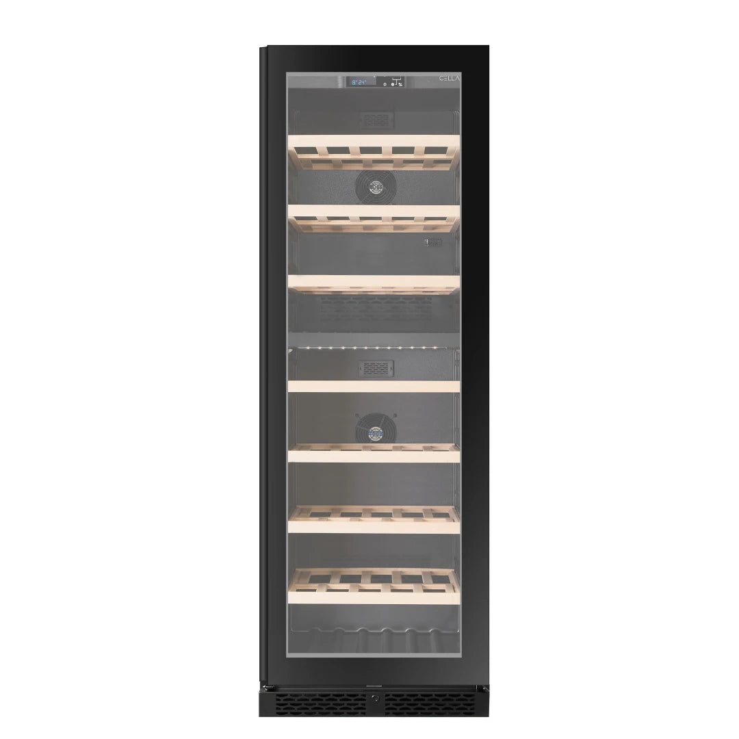 Wine Cooler 154 bottles CELLA W154D Black Dual-zone