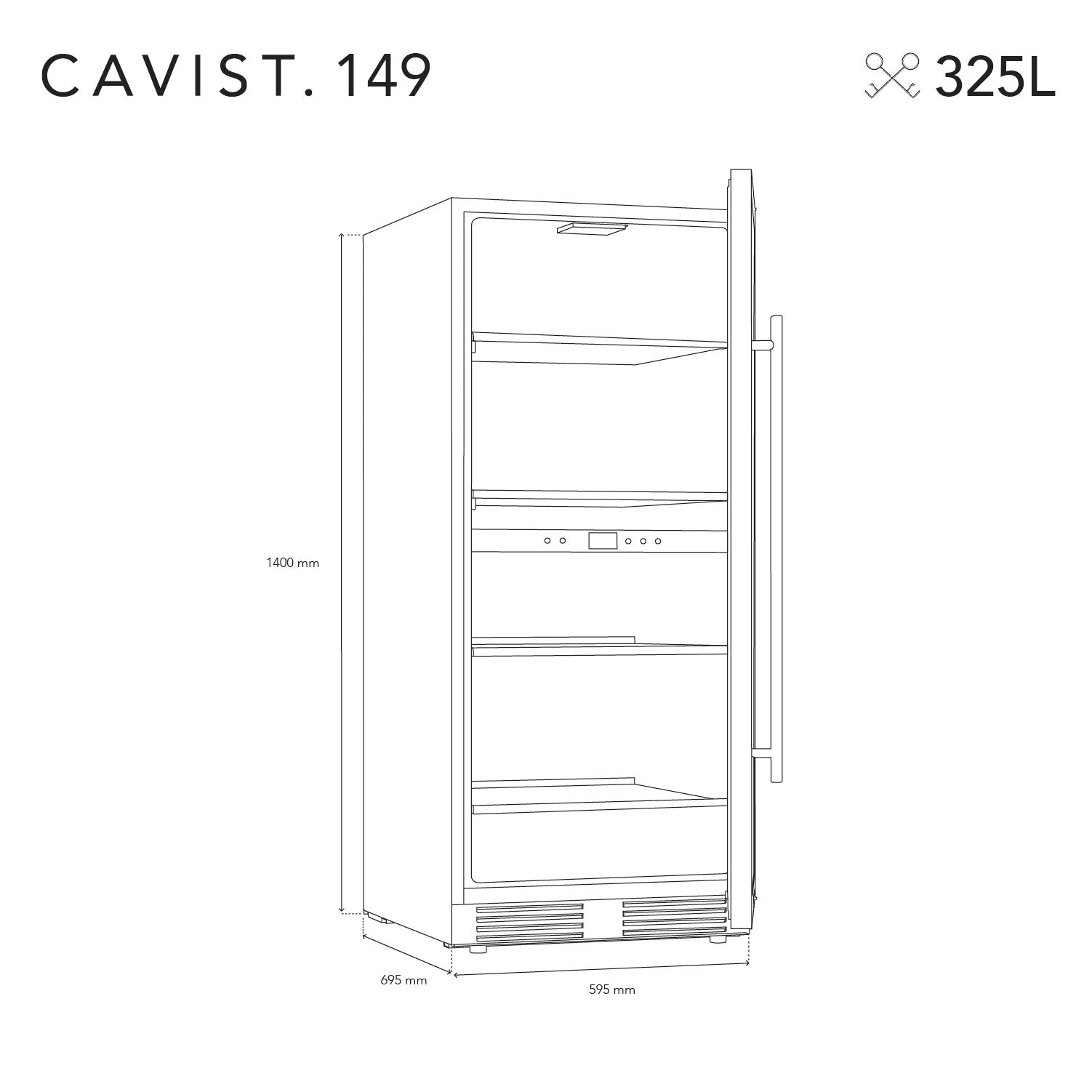 Wine Cooler 149 bottles Les Petits Champs CAVCED149