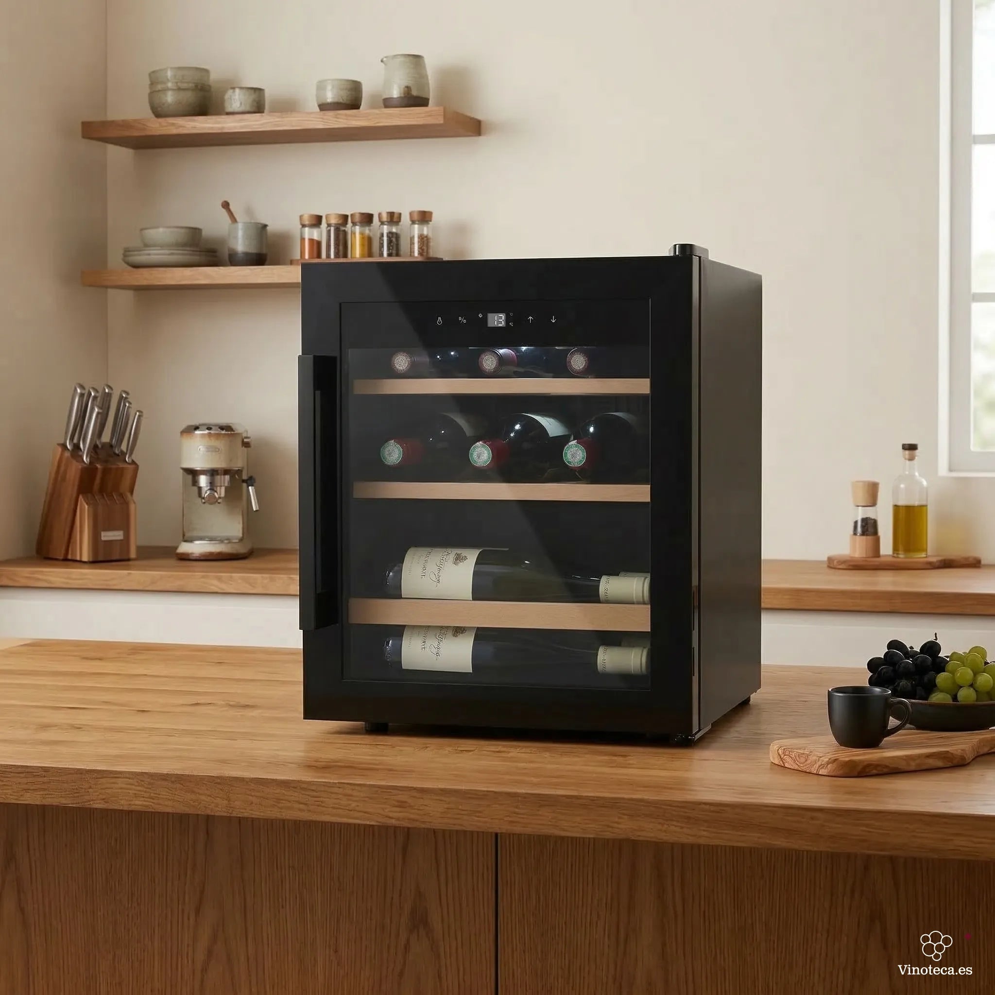 Vinoteca Les Petits Champs CAVCB15 integrada en cocina moderna