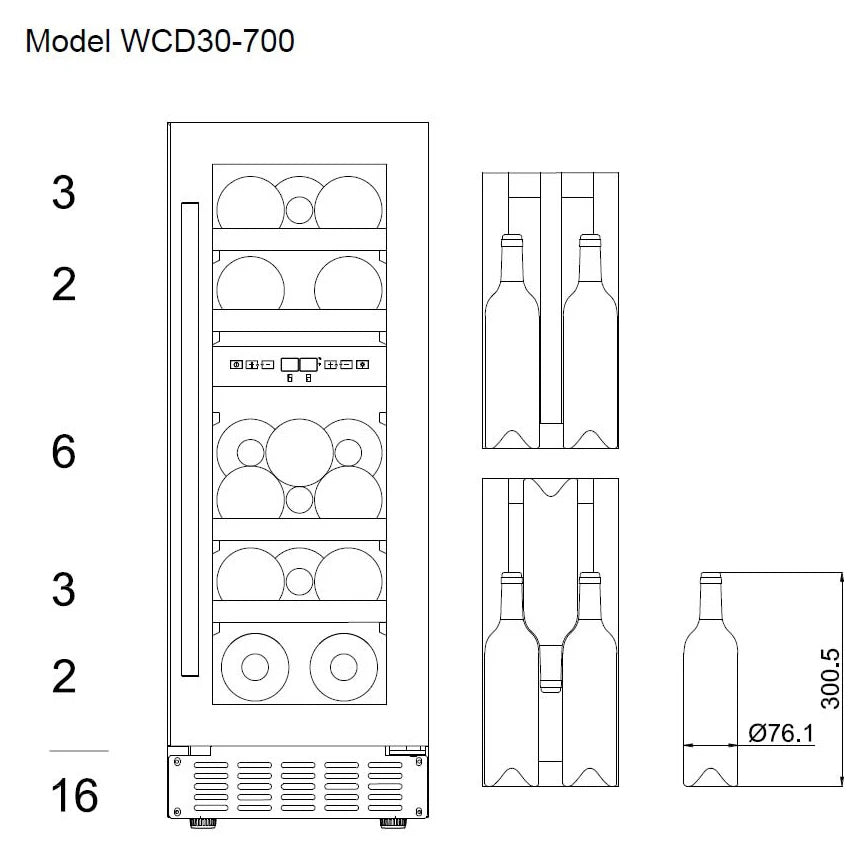 Wine Cooler 16 bottles mQuvée Winecave 700 30D Stainless Dual-zone