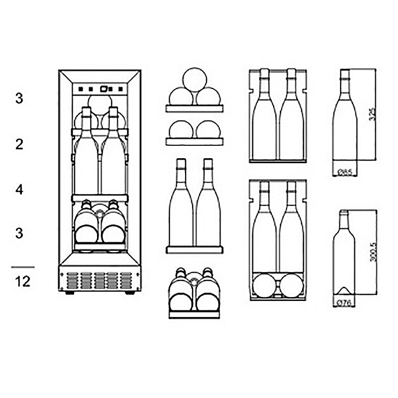 Vinoteca 16 botellas WineCave 700 30S Anthracite Black Champagne