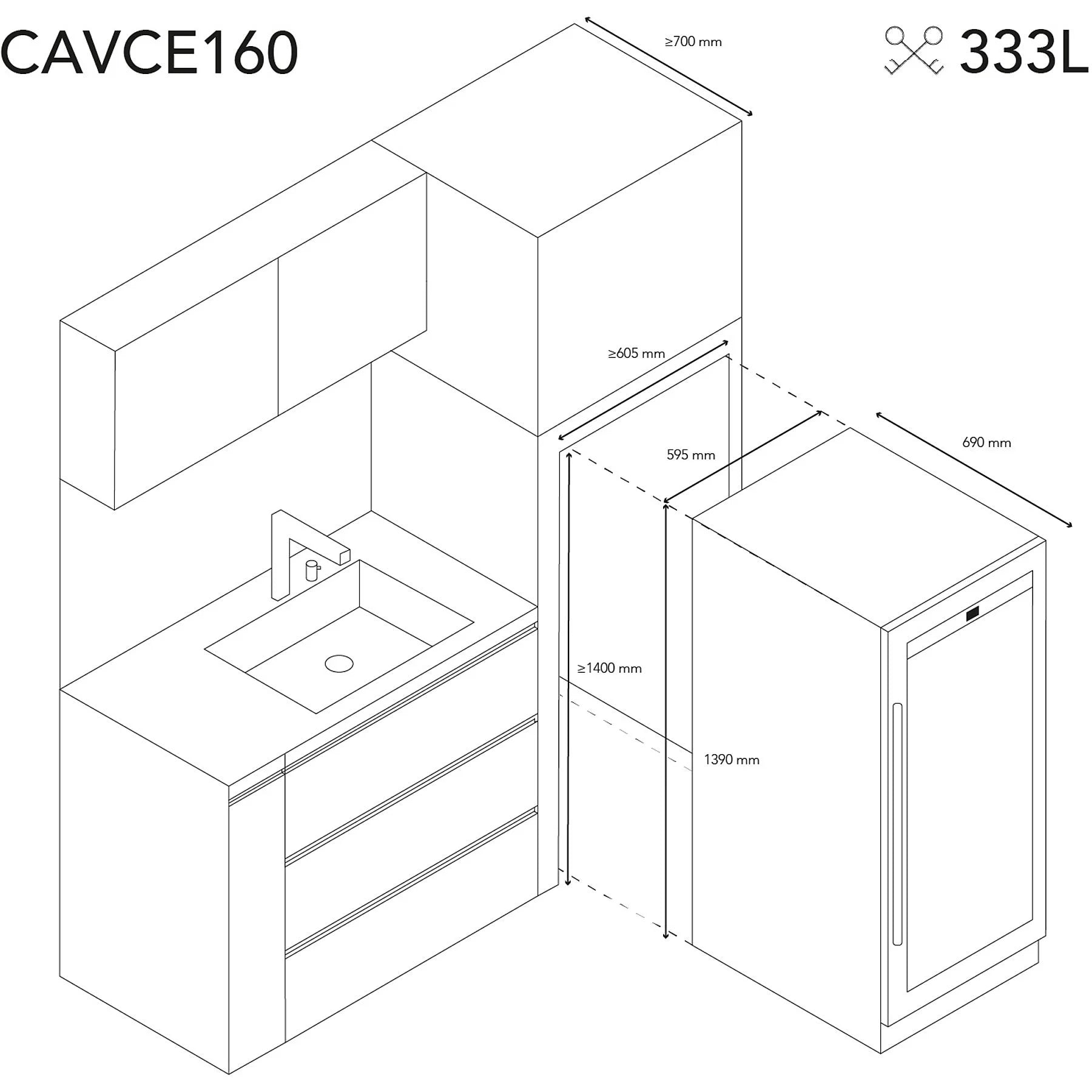 Built-in Wine Cooler 160 bottles Les Petis Champs CAVCE160