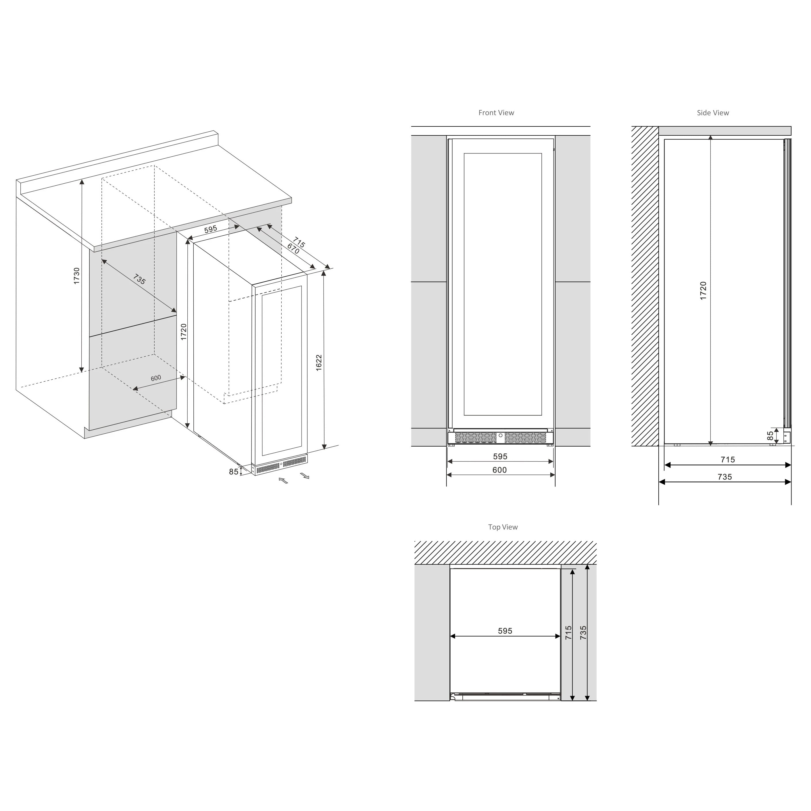 Vinoteca 161 botellas CELLA W163S Black