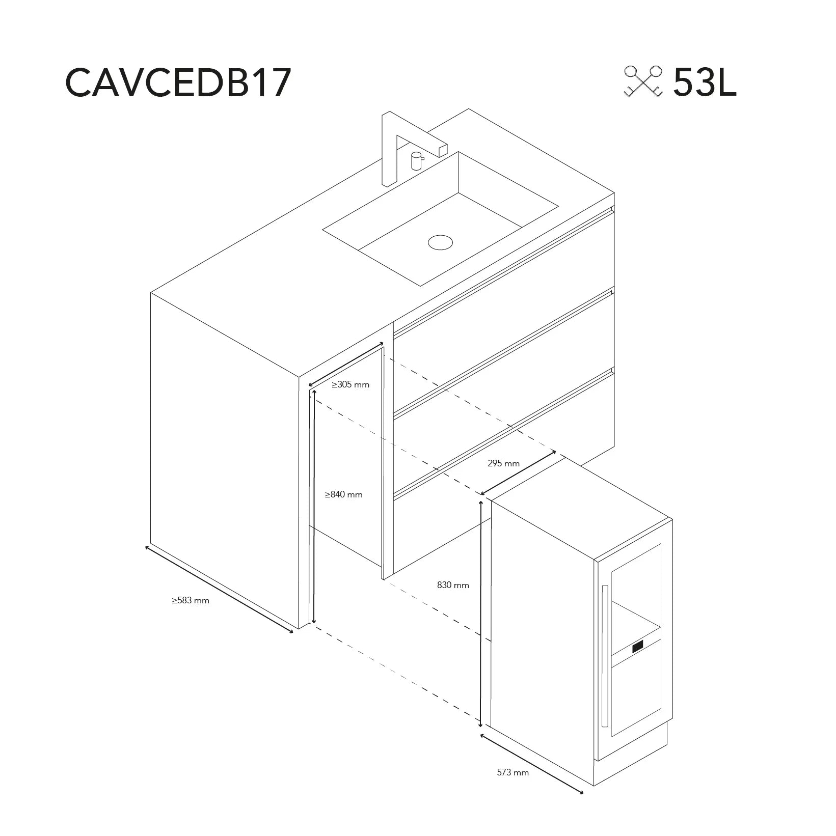 Vinoteca 17 botellas Les Petits Champs CAVCEDB17 doble zona