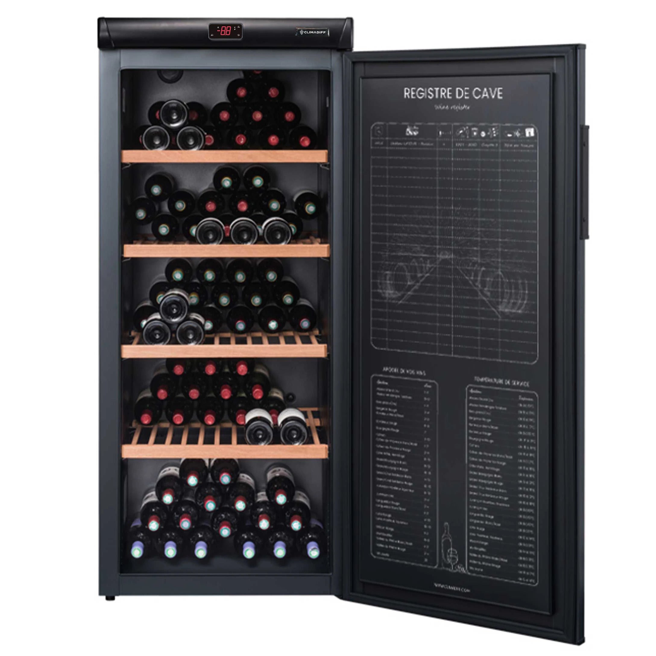 Vinoteca de envejecimiento 180 botellas Climadiff RESERVE 185