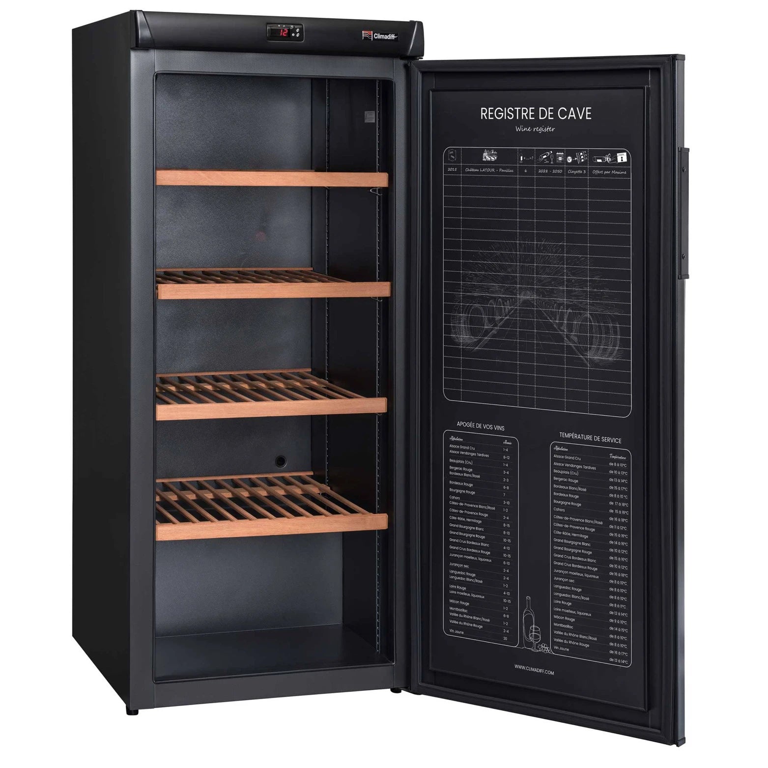 Vinoteca de envejecimiento 180 botellas Climadiff RESERVE 185
