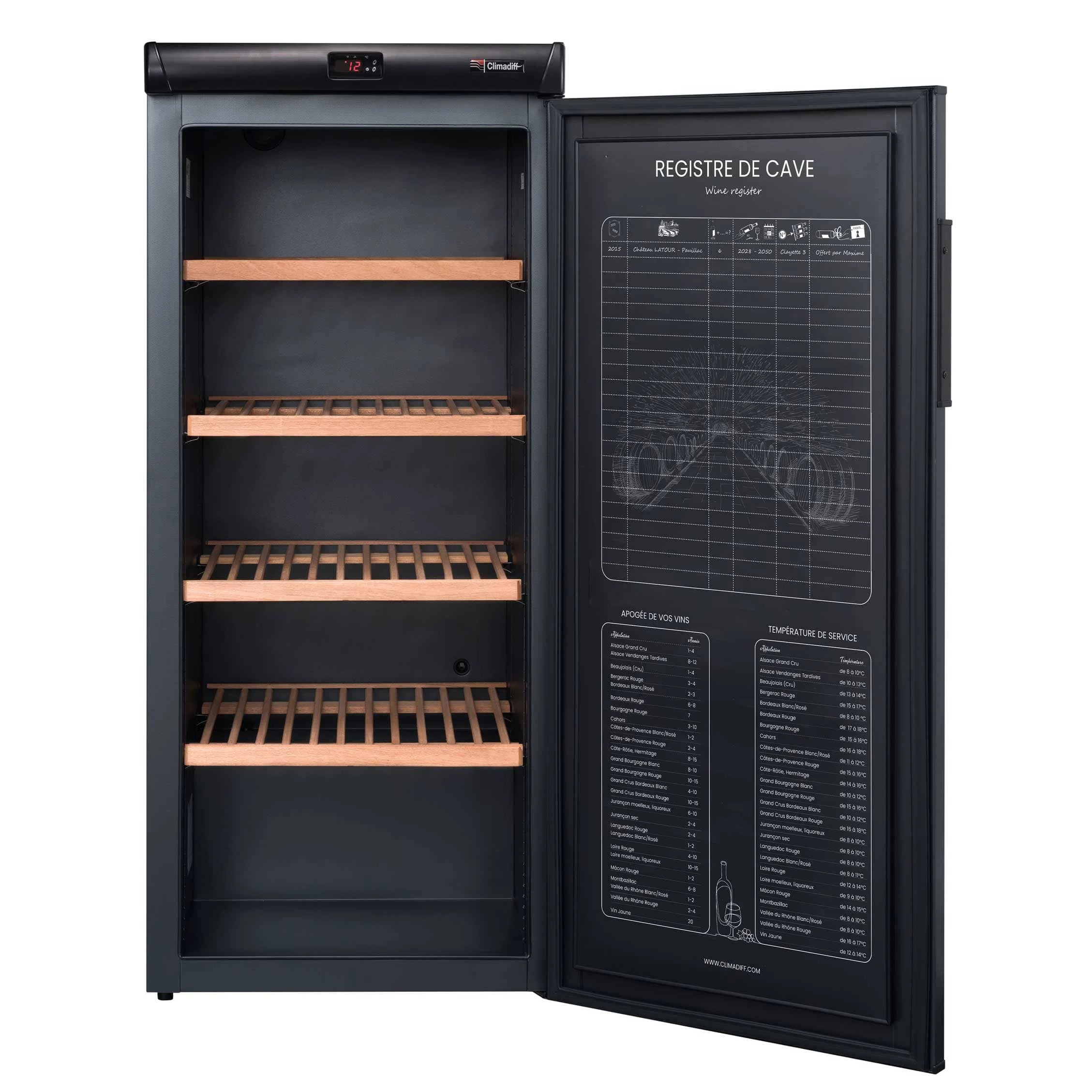 Vinoteca de envejecimiento 180 botellas Climadiff RESERVE 185