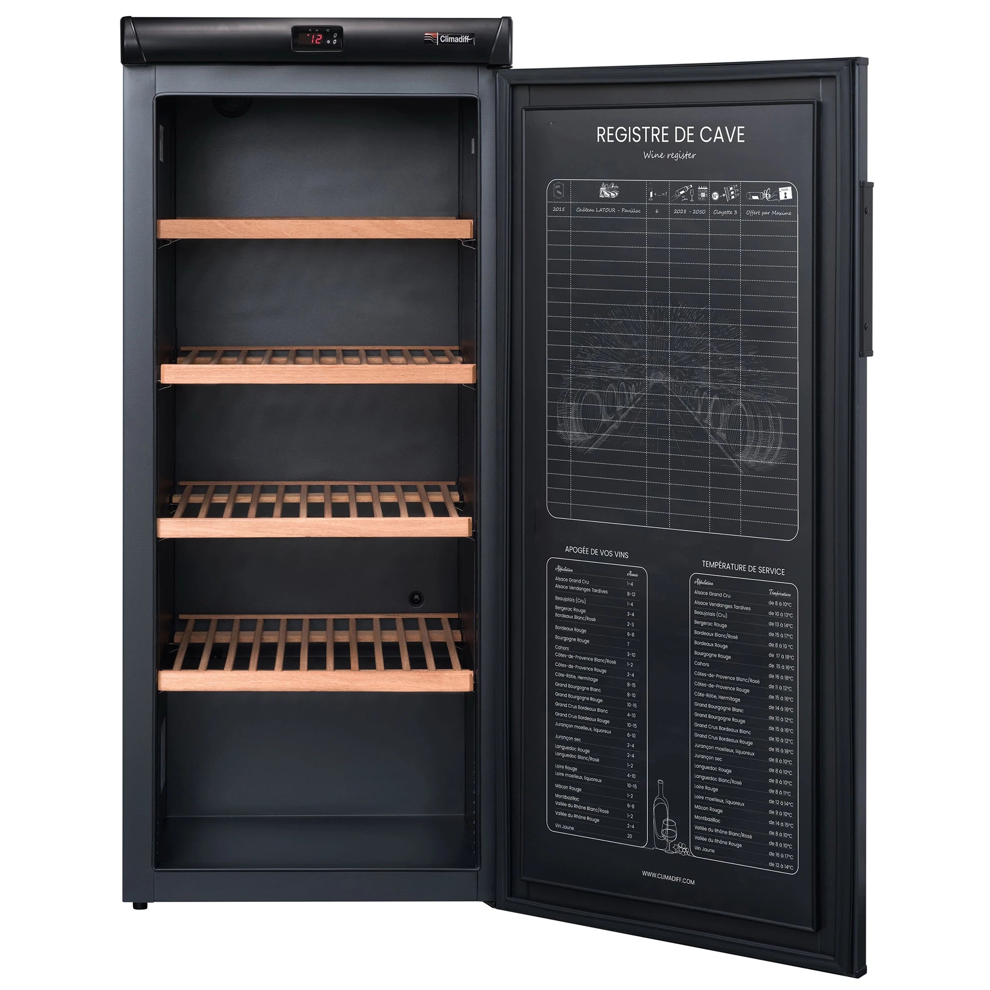 Vinoteca de envejecimiento 180 botellas Climadiff RESERVE 185