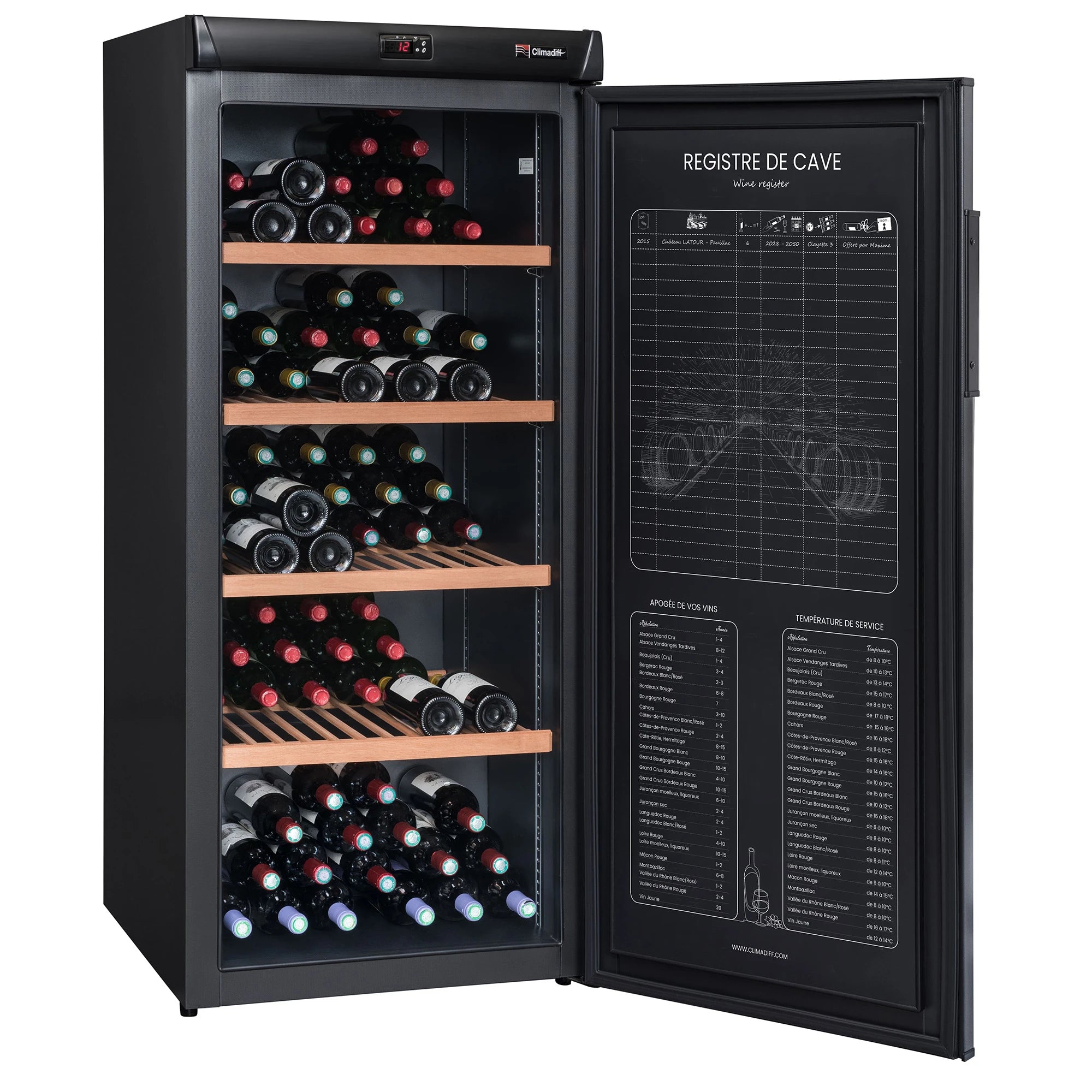 Vinoteca de envejecimiento 180 botellas Climadiff RESERVE 185