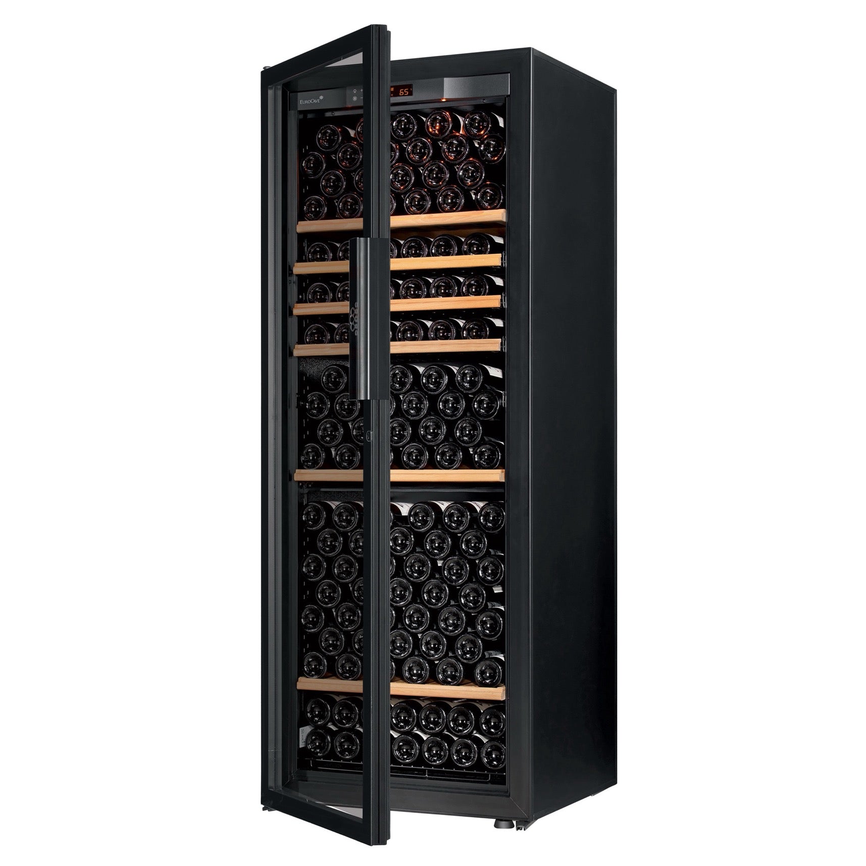 Vinoteca 182 botellas EuroCave Pure LFG14 Full Glass lateral puerta semiabierta
