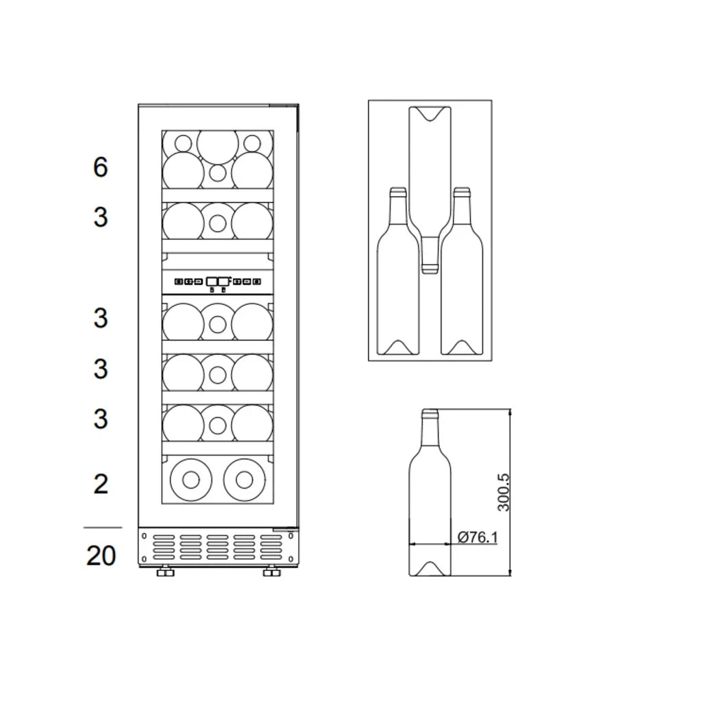 Wine Cooler 20 bottles mQuvée WineCave 800 30D Stainless dual-zone