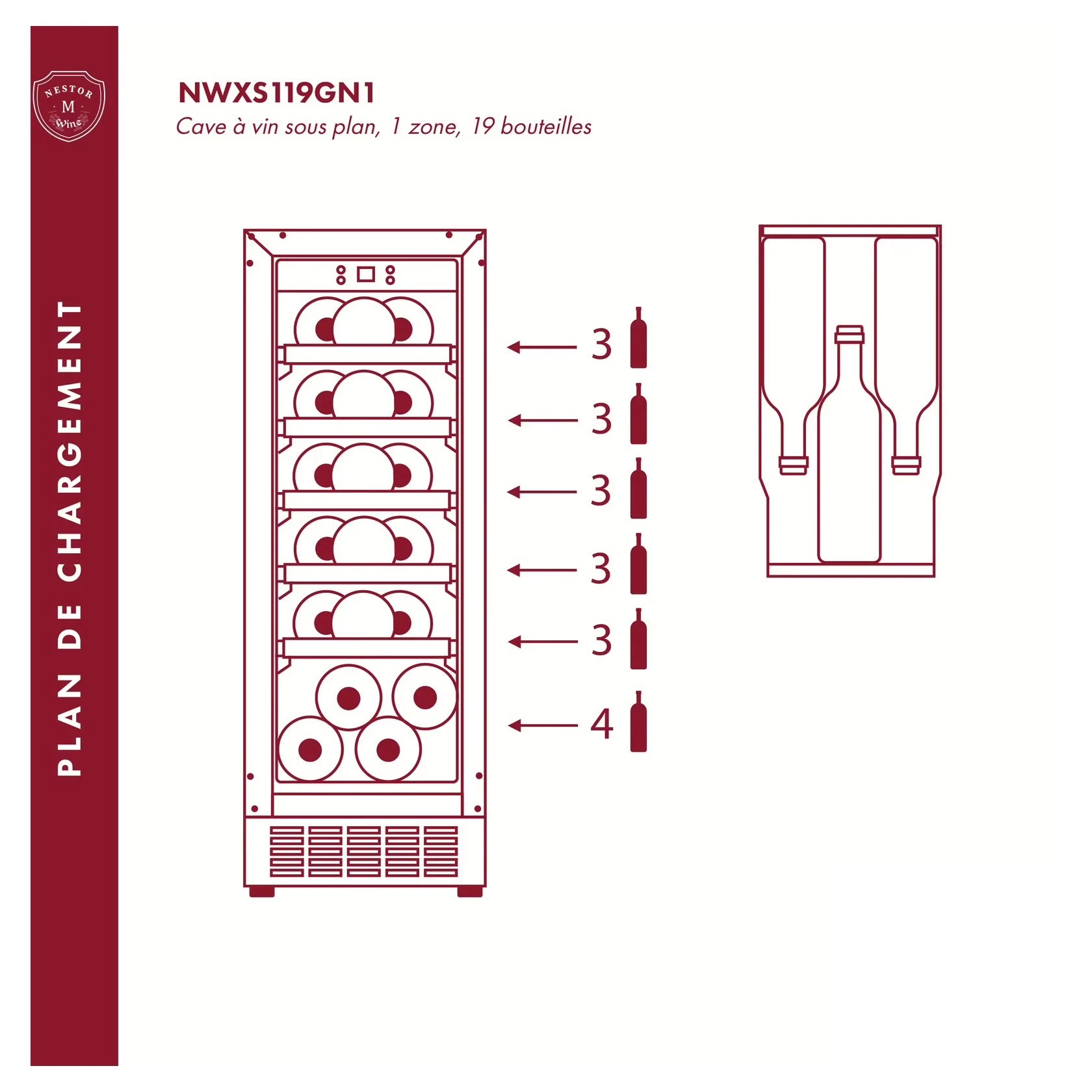 Wine Cooler 19 bottles Nestor M Wine NWXS119GN1