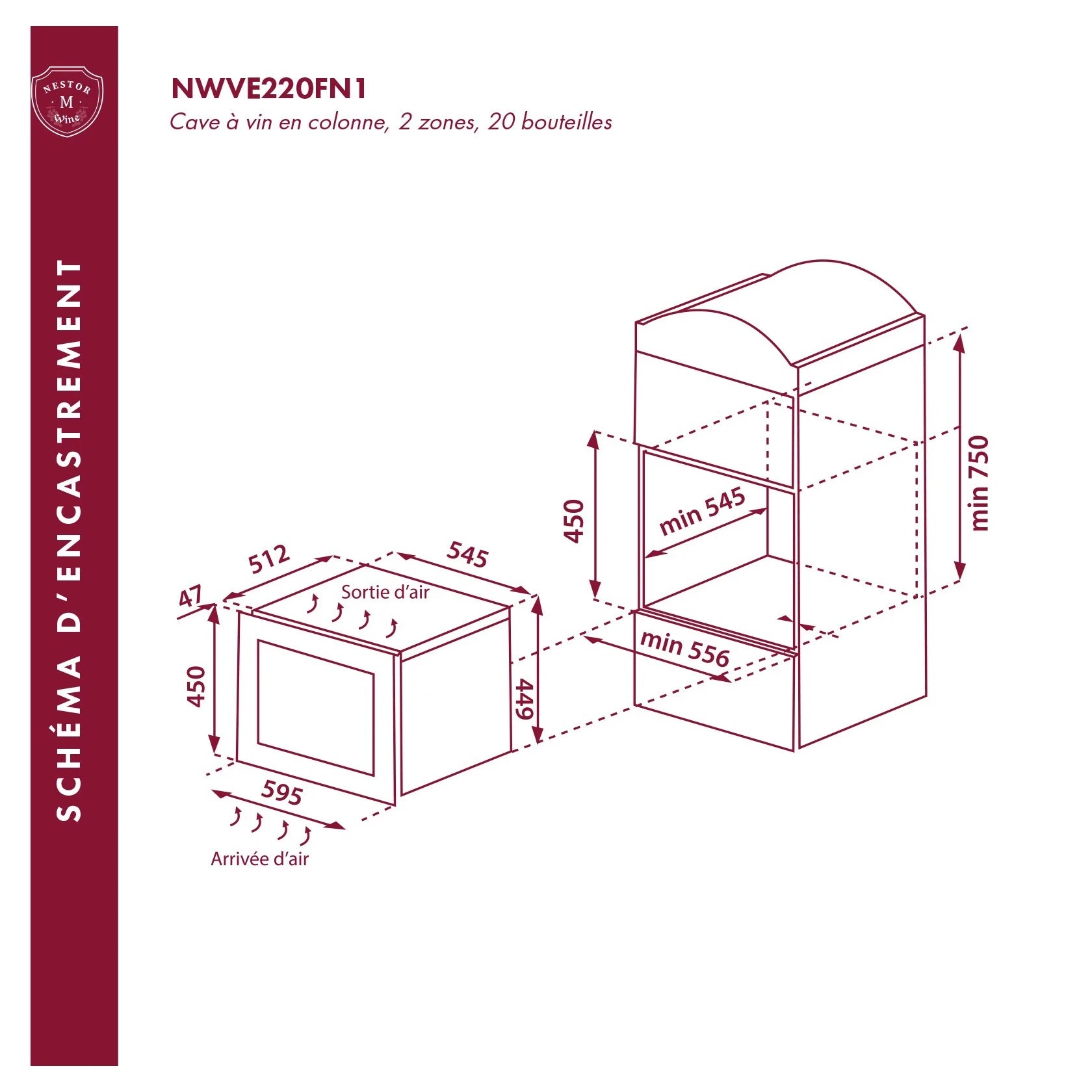 Vinoteca 20 botellas Nestor M Wine NWVE220FN1