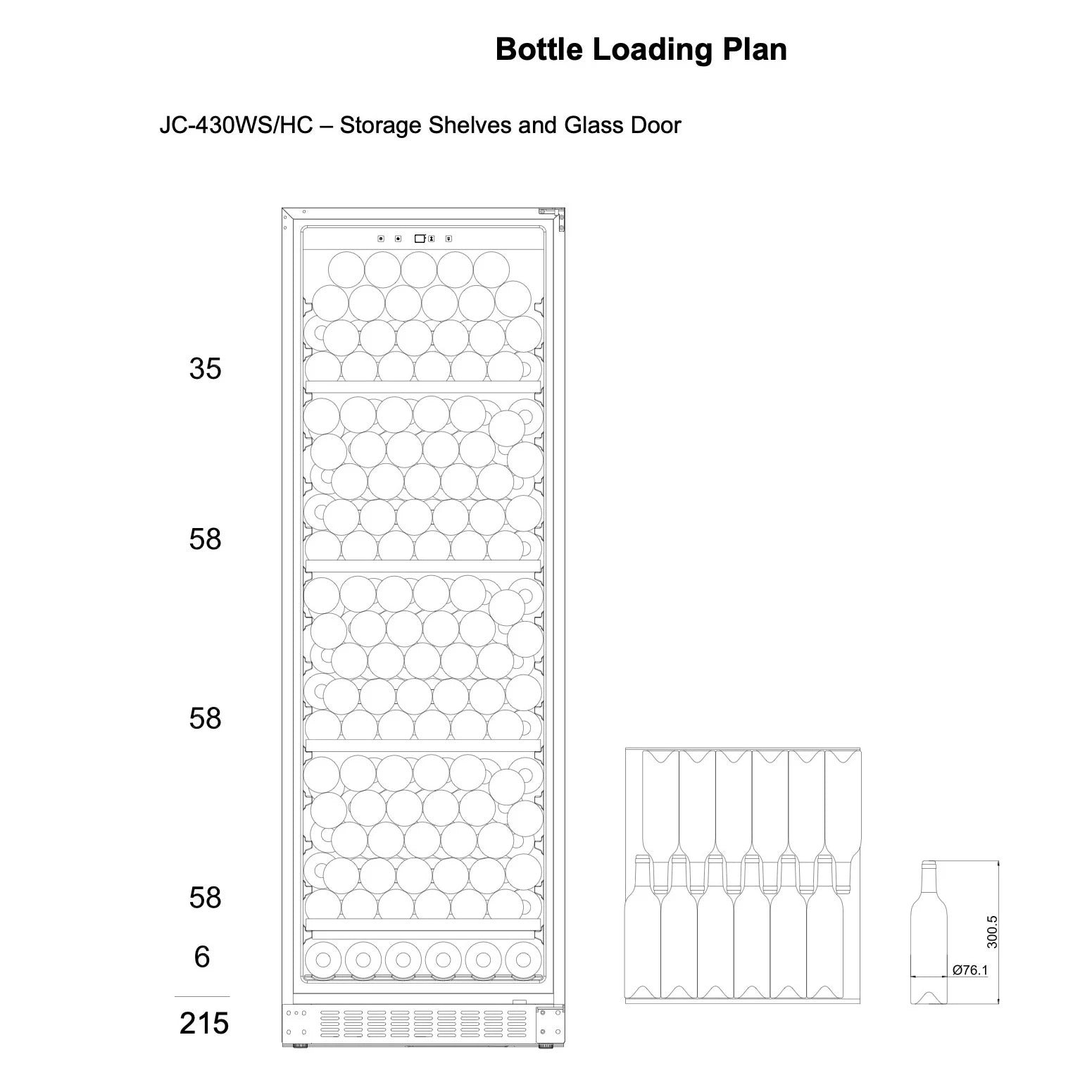 Wine Cooler 215 bottles mQuvée WineStore 215 Full Glass Black