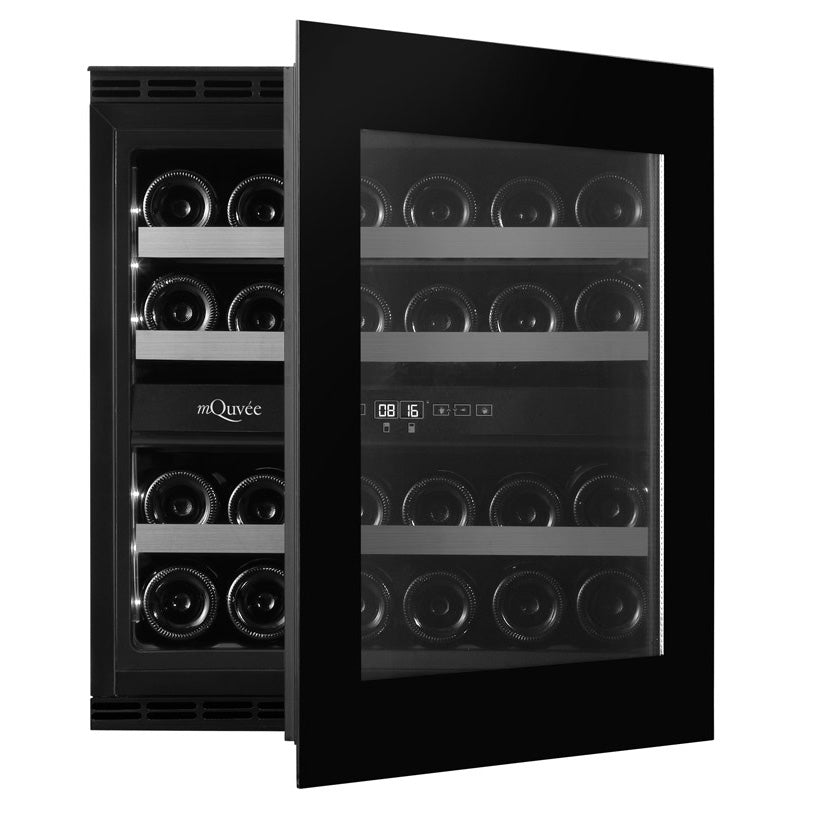 Vinoteca 25 botellas mQuvée WineKeeper 25D Push/Pull doble zona FullGlass Black