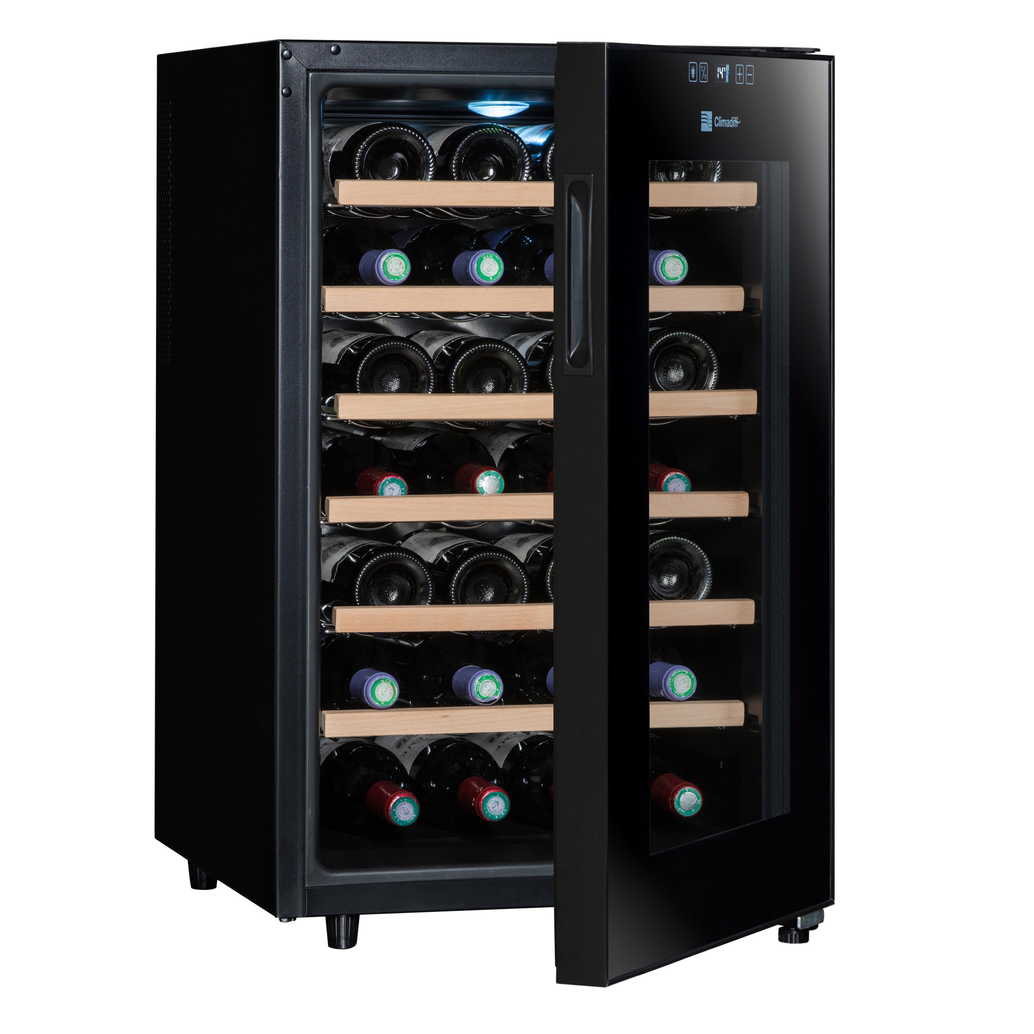 Vinoteca 28 botellas Climadiff CC28F semiabierta