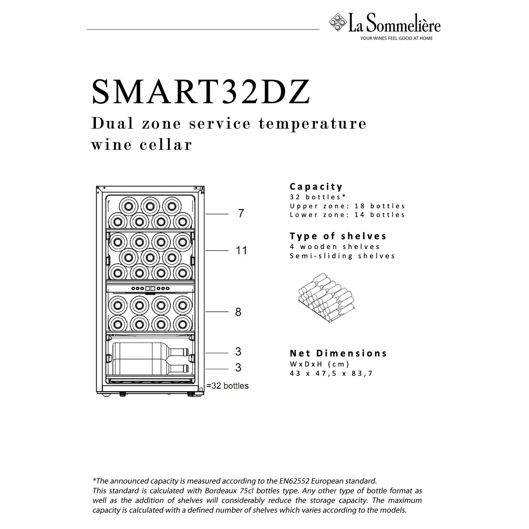 Vinoteca 32 botellas La Sommelière SMART32DZ doble zona
