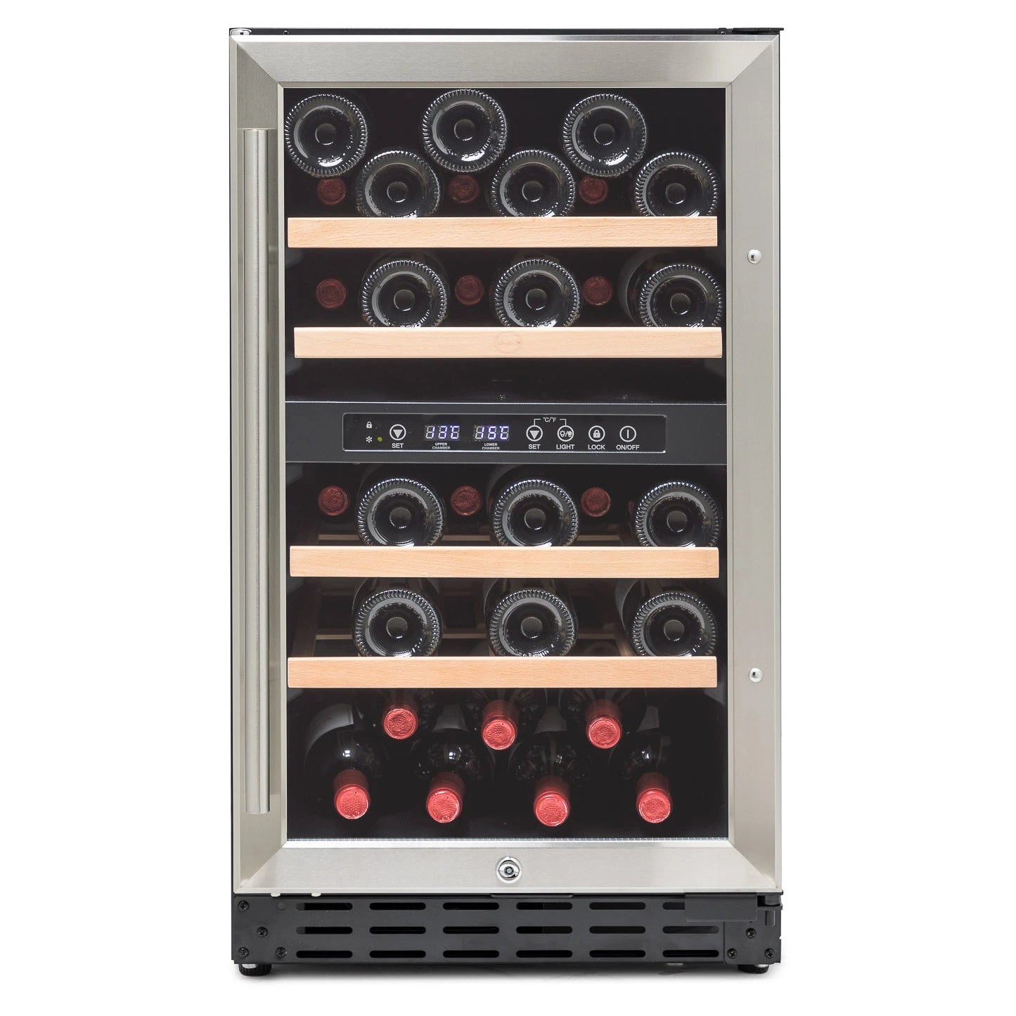 Vinoteca Vinobox V40 GC 2T Inox encastrable de 33 botellas con doble zona y marco inox.