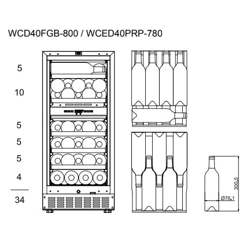 Wine Cooler 34 bottles mQuvée WineCave 800 40D Fullglass Dual-zone