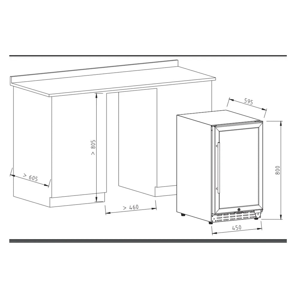 Vinoteca Vinobox V40 GC 1T Encastrable Inox encastrable bajo encimera para 34 botellas.