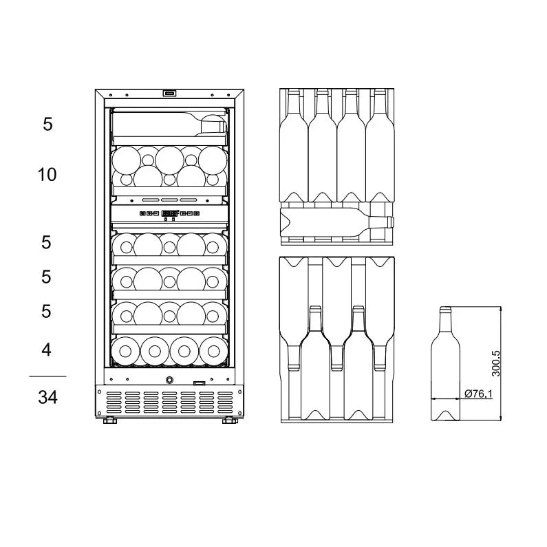 Wine Cooler 34 bottles mQuvée WineCave 800 40D Stainless dual-zone