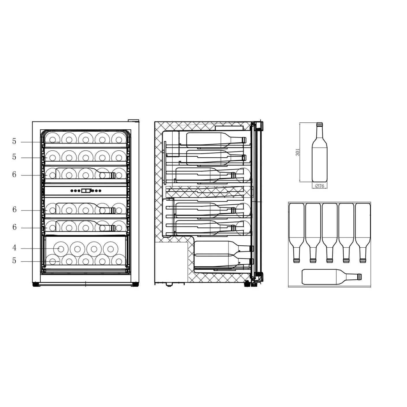 Wine Cooler 37 bottles Cavin Polar Collection 52 Stainless