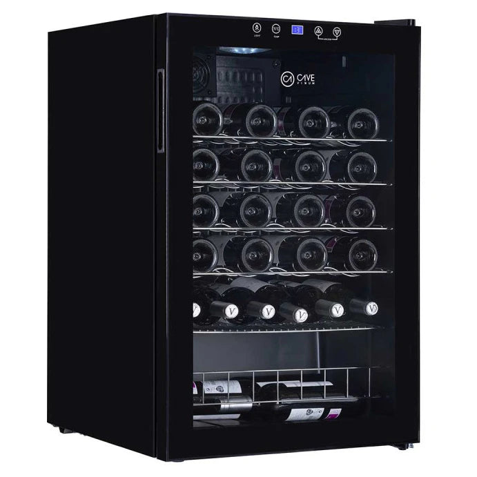 Cave Vinum CV-40-C, vinoteca de 40 botellas, vista del interior con bandejas metálicas.