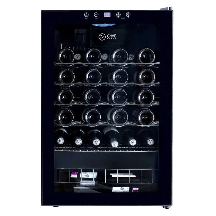 Vinoteca Cave Vinum CV-40-C de 40 botellas, libre instalación, vista frontal del modelo negro.