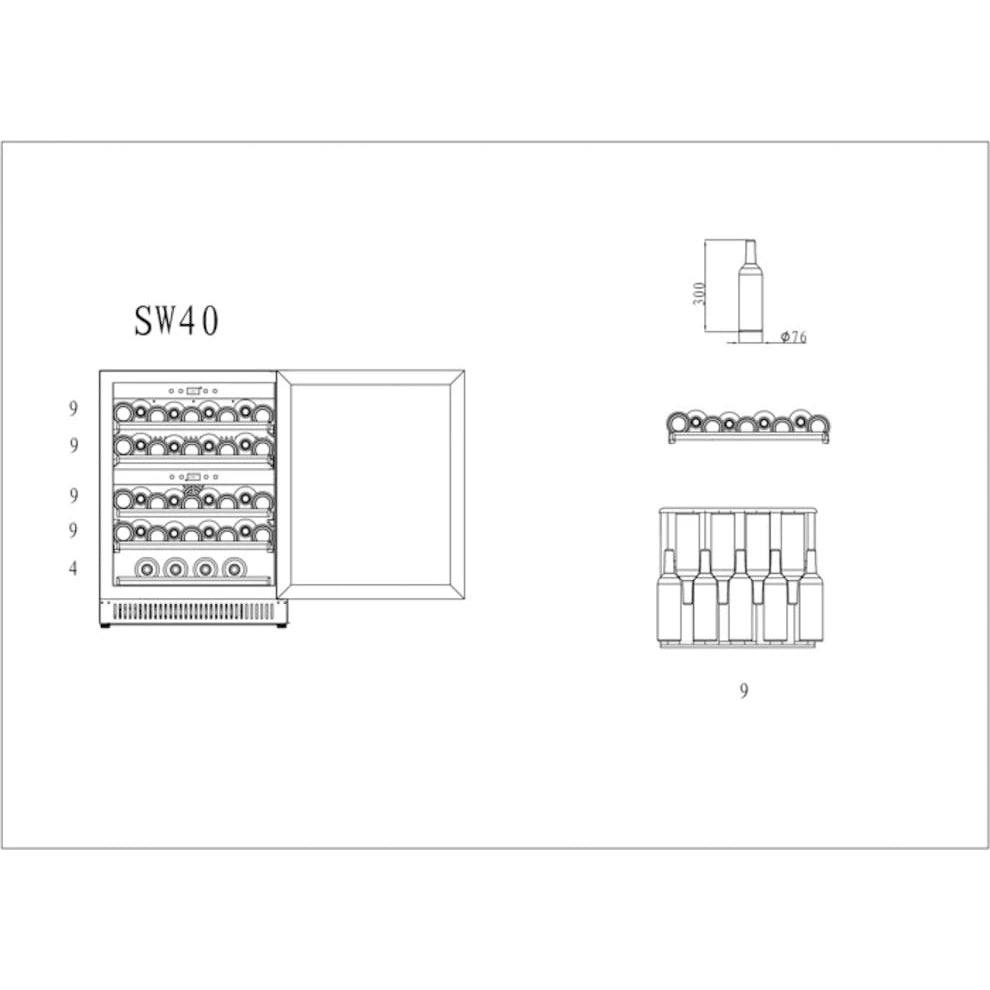 Wine Cooler 40 bottles Cavin Scandinavian Collection 40 Fullglass Black