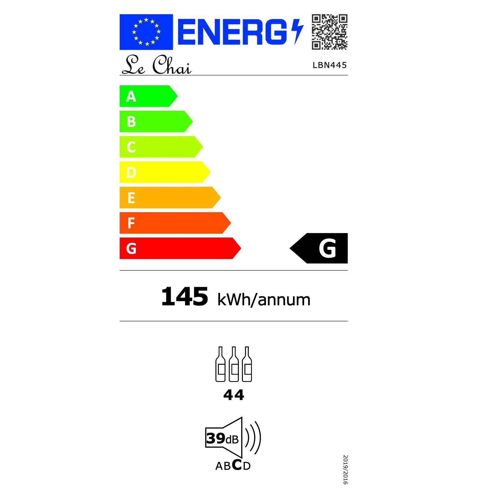 Vinoteca encastrable 44 botellas Le Chai LBN445 doble zona negro