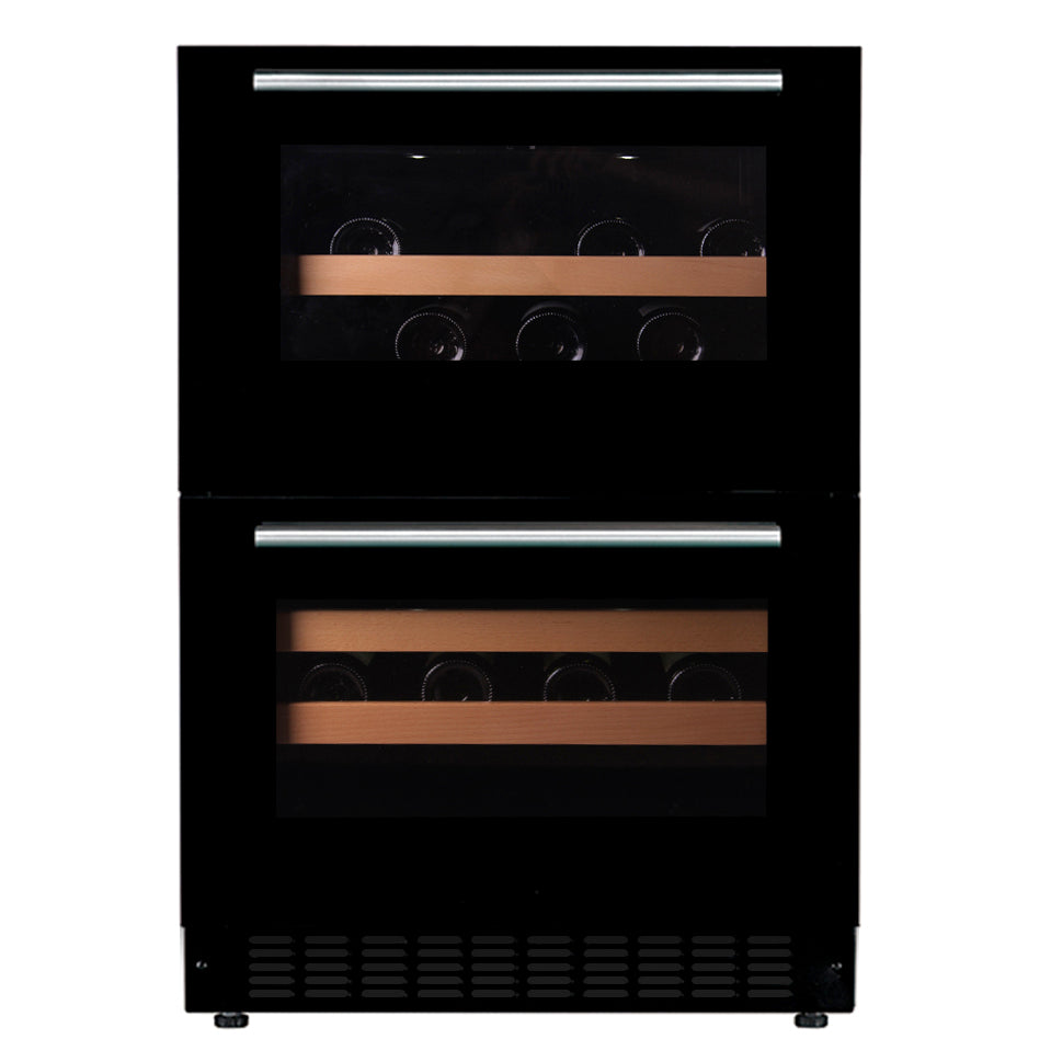 Wine Cooler 45 bottles mQuvée WineCave 60DD Fullglasss Black Dual-zone