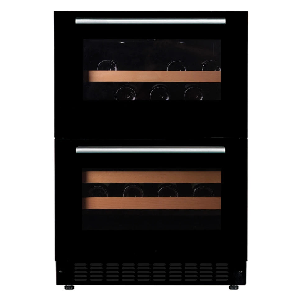 Wine Cooler 45 bottles mQuvée WineCave 60DD Fullglasss Black Dual-zone