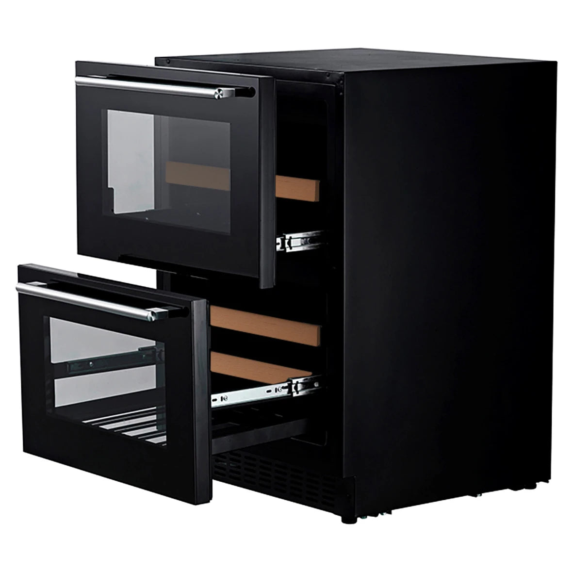 Wine Cooler 45 bottles mQuvée WineCave 60DD Fullglasss Black Dual-zone