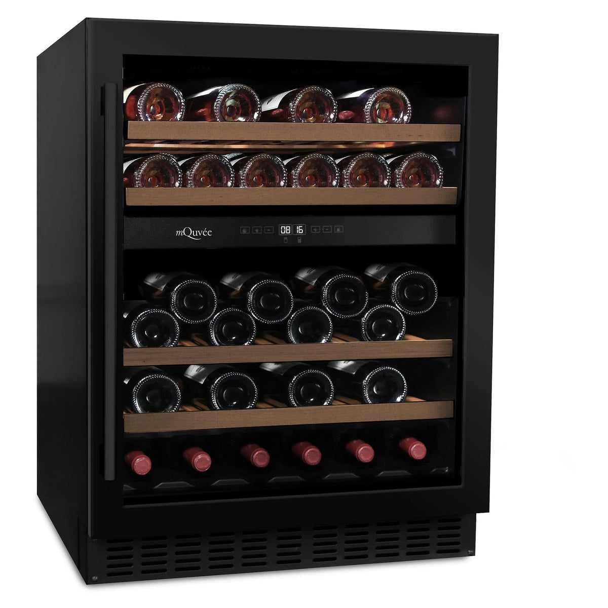 Vista de la puerta negra anti-UV de la vinoteca mQuvée WineCave 700 60D