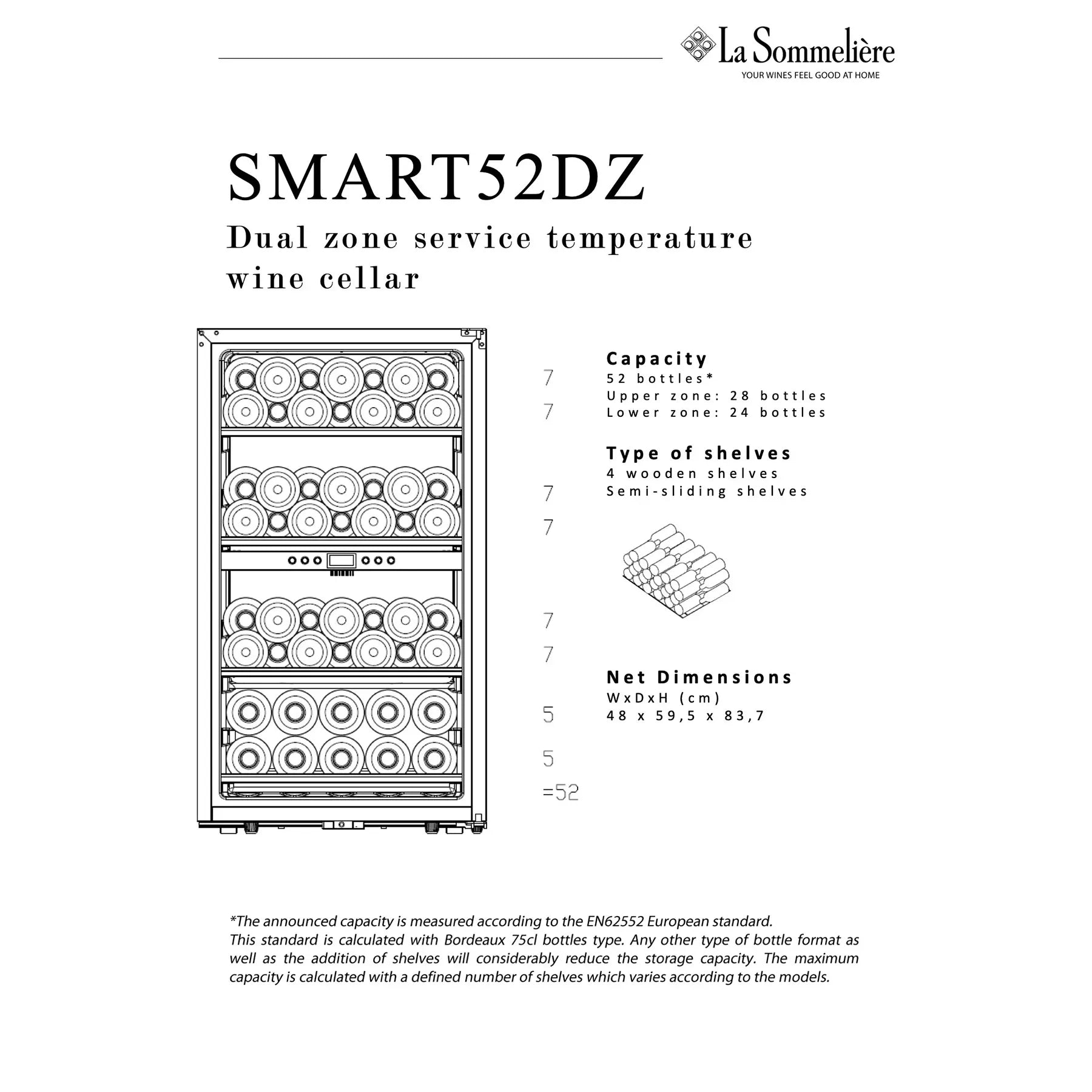 Wine Cooler 52 bottles La Sommelière SMART52DZ Dual-zone