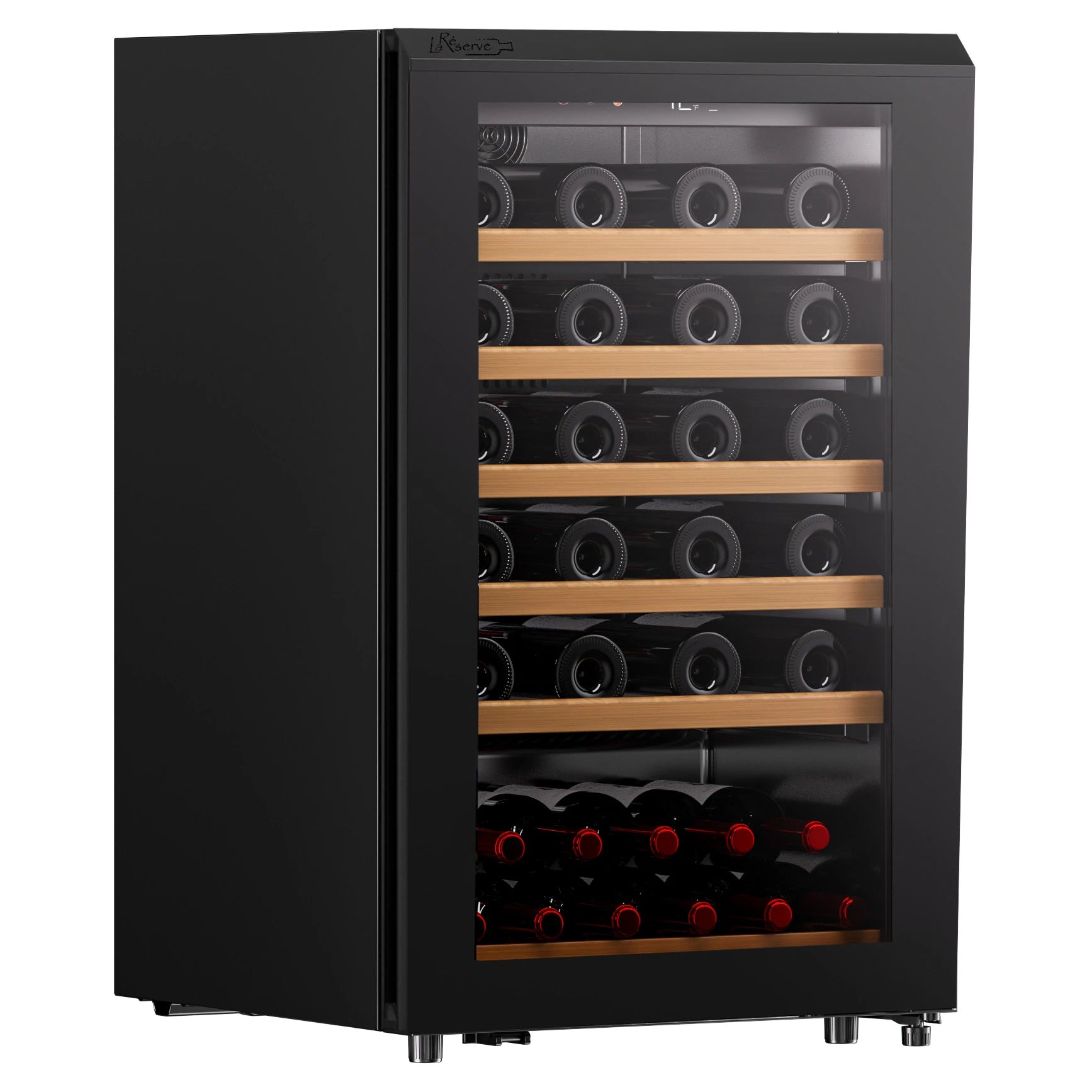 Vinoteca La Réserve RWC159FN1 de 59 botellas con puerta de cristal negro, imagen de producto