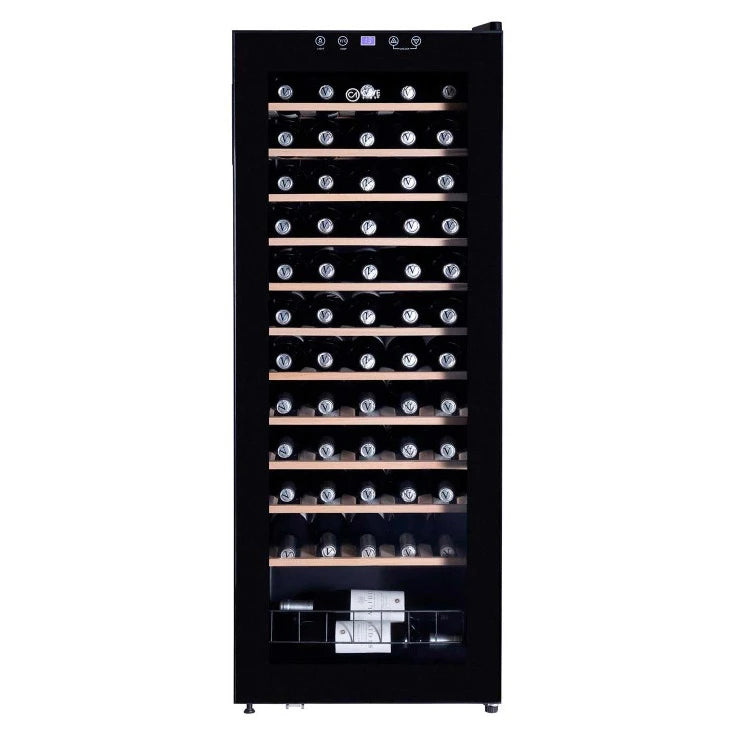 Vinoteca Cave Vinum CV-60-CWS de 60 botellas, libre instalación, vista frontal del modelo negro.