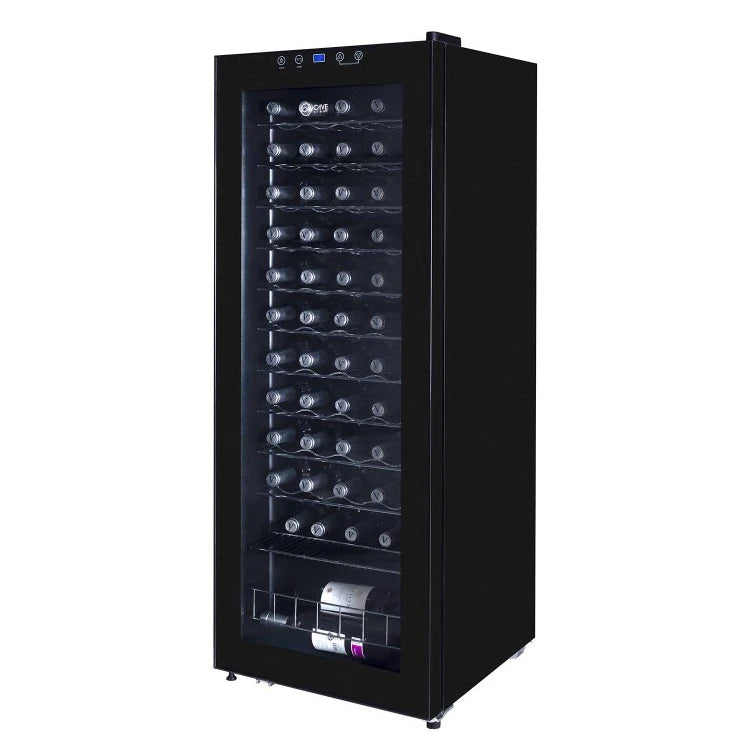 Cave Vinum CV-60-C, vinoteca de 60 botellas, vista del interior con estantes metálicos.
