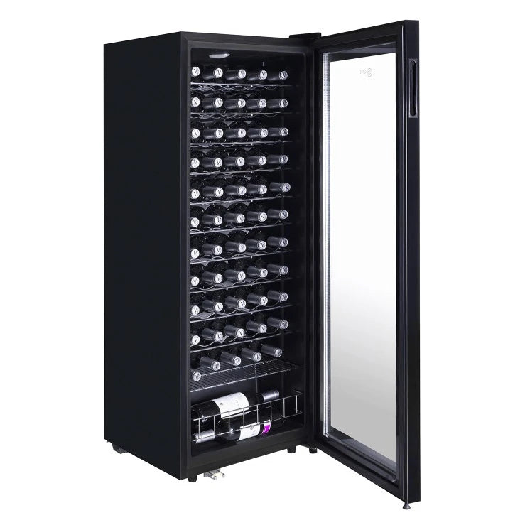 Vinoteca Cave Vinum CV-60-C de 60 botellas, vista del equipo con puerta de doble cristal.