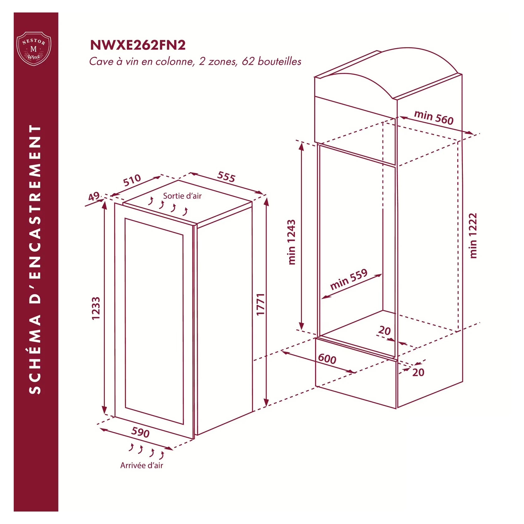 Vinoteca 62 botellas Nestor M Wine NWXE262FN2