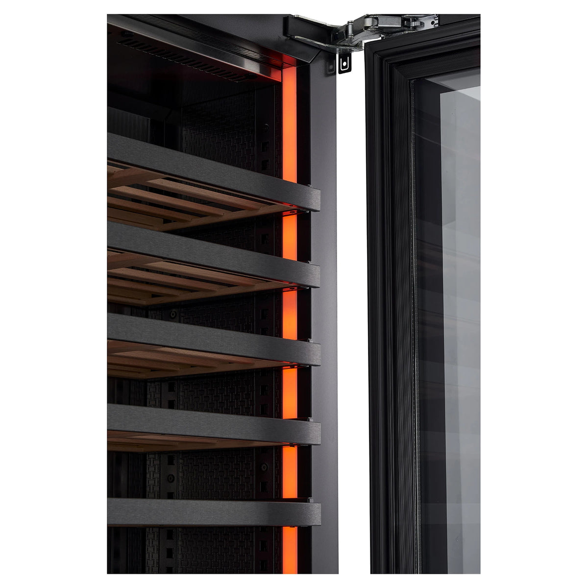 Orange side LED lighting in the Nestor M Wine NWV264SGN1 wine cooler