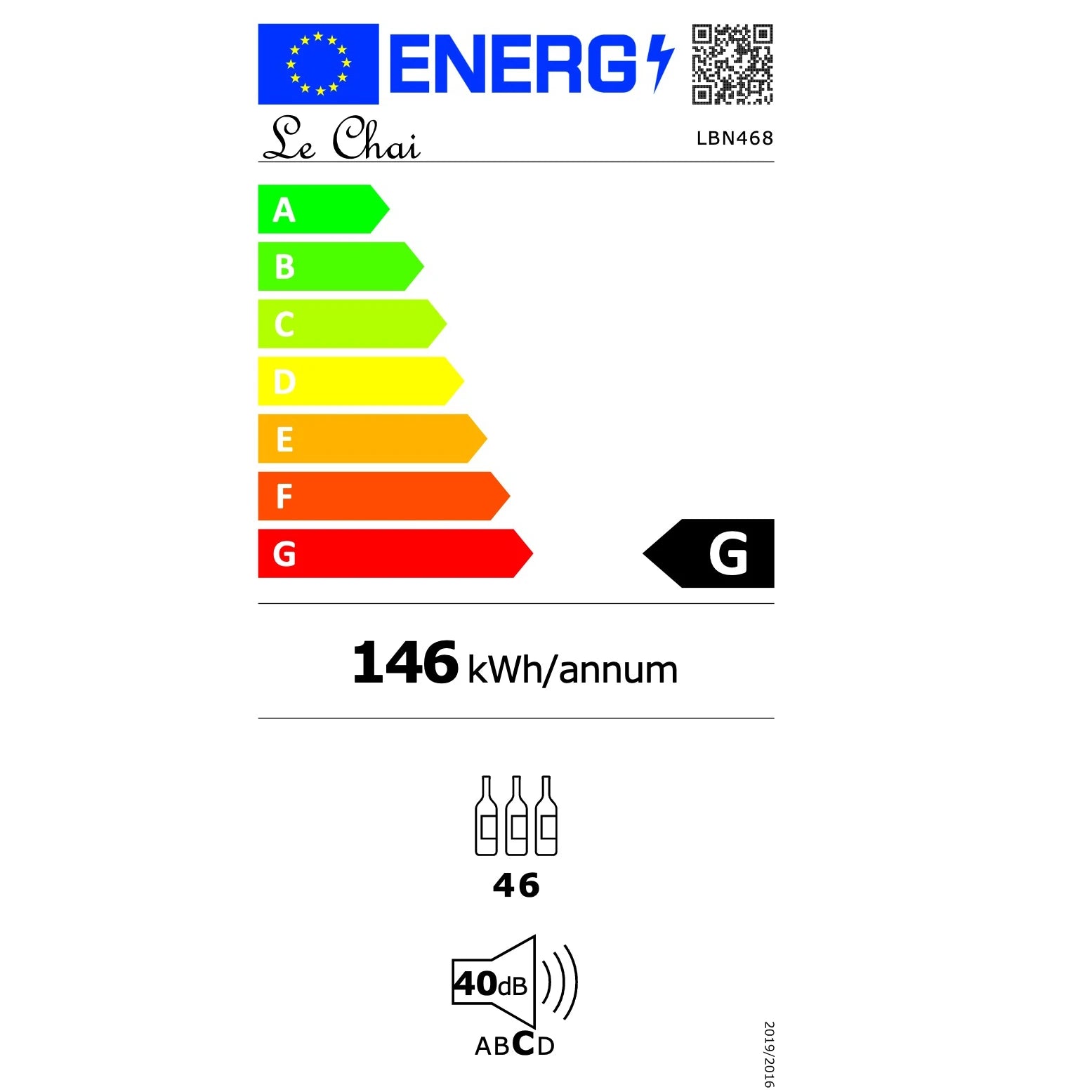 Vinoteca encastrable 46 botellas Le Chai LBN468 doble zona negro